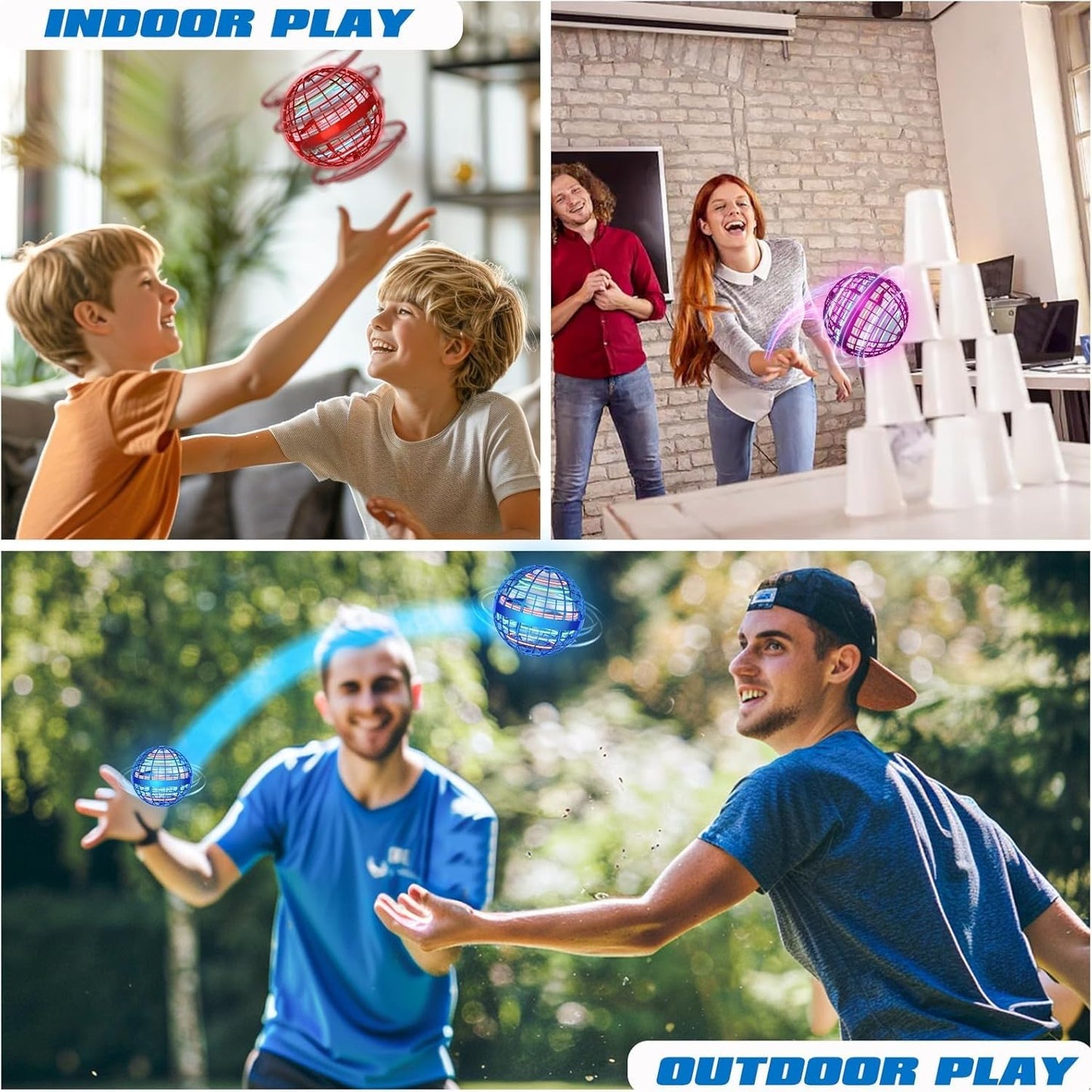 UROINT 2026 Flying Orb Ball for Kids, Magical Hover Cosmic Space Boomerang Rotating Floating Mini Hand Drone Stocking Stuffer Xmas Toys for Girls Boys Teen Age 6 7 8 9+ Red