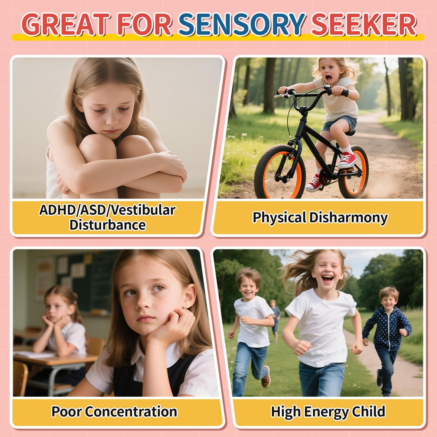 KidBloom Spinning Chair for Autistic Kids, Upgrade Handle Sensory Toys for Kids with Autism, ADHD Sensory Chair, Autism Sensory Products