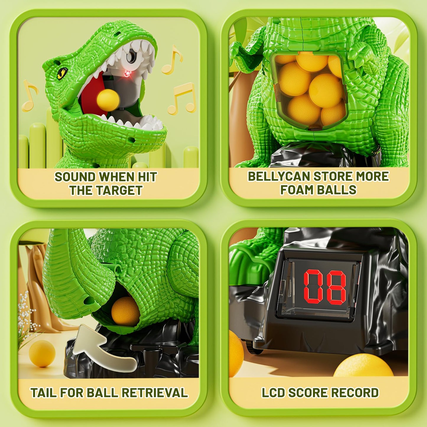 NIPLOOOW Moveable Dinosaur Shooting Toys for Kids 3-8 Years, Movable Shooting Target Toy with Air Pump Launcher, Interactive Competition Game Gift for Boys and Girls Ages 3 4 5 6 7 8 Years Old