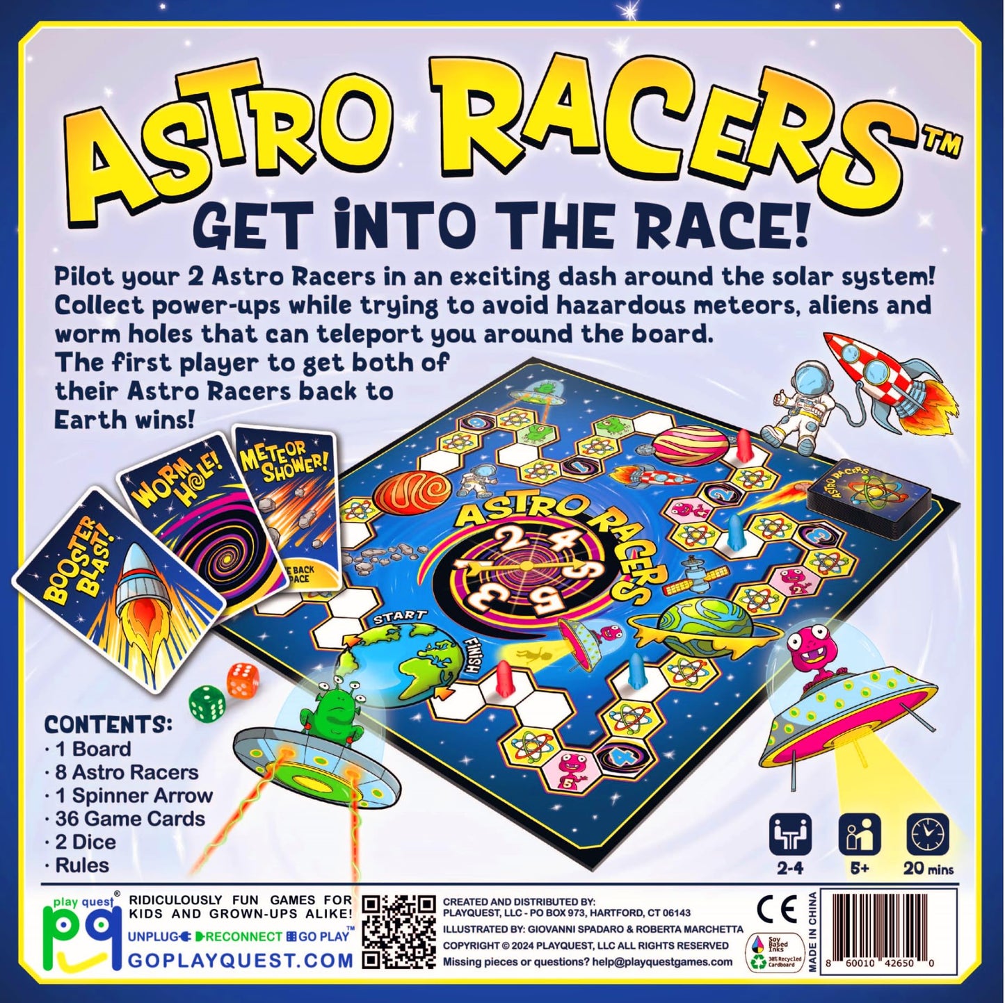 Astro Racers Board Game, Fun for Kids and Adults, 2-4 Players, Ages 5+, Solar System Racing Theme, Family-Friendly Strategy Game. Educational & Skill-Building.