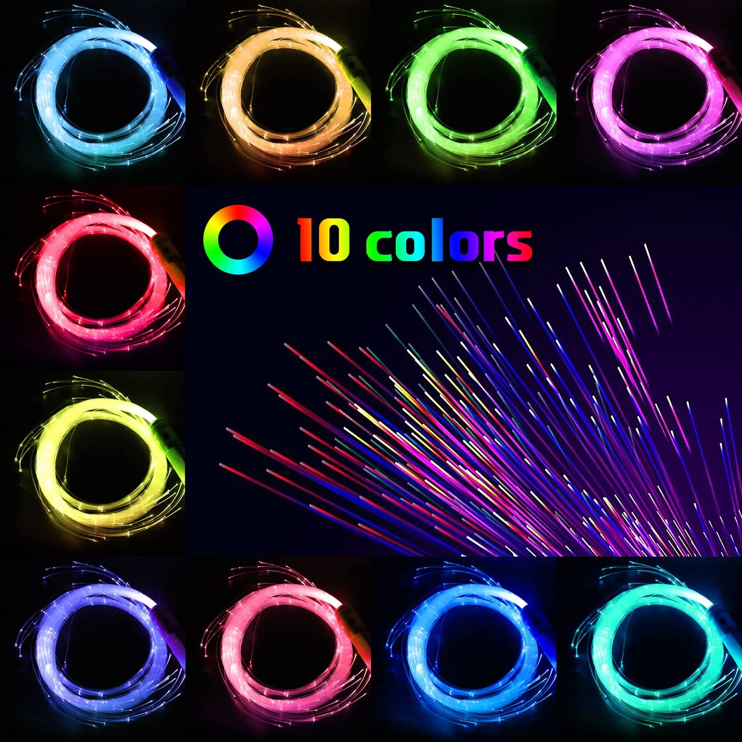 AMKI 6ft Rechargeable LED Fiber Optic Whip, 360 Swivel 36 Mode Effects Super Bright Light Up Dance Rave Toy Great for Raves Parties, Light Shows, EDM Pixel Whip Flow Lace Dance Festival