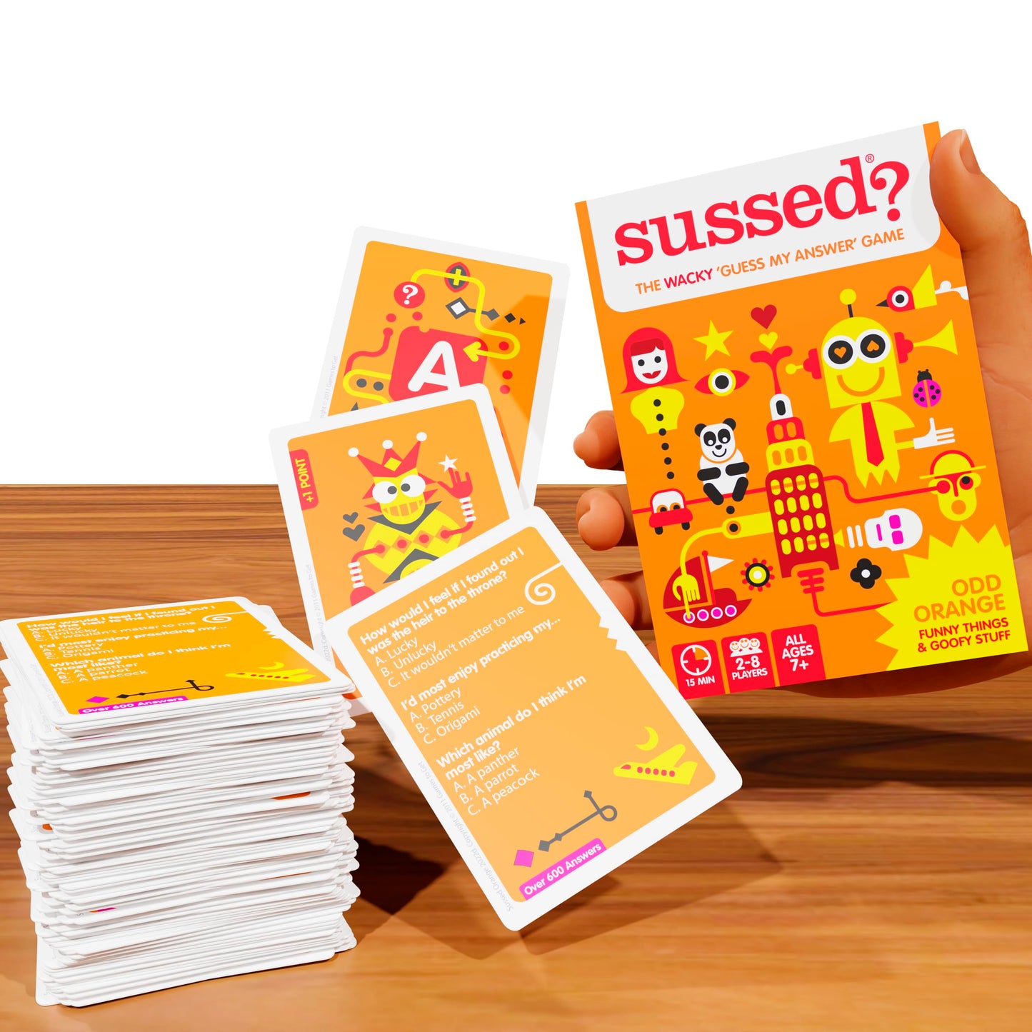 SUSSED 650 Wacky Conversation Starters for Kids, Teens & Adults- Family Card Game - Fun Gift - Stocking Stuffer - Blue, Green and Orange Bundle