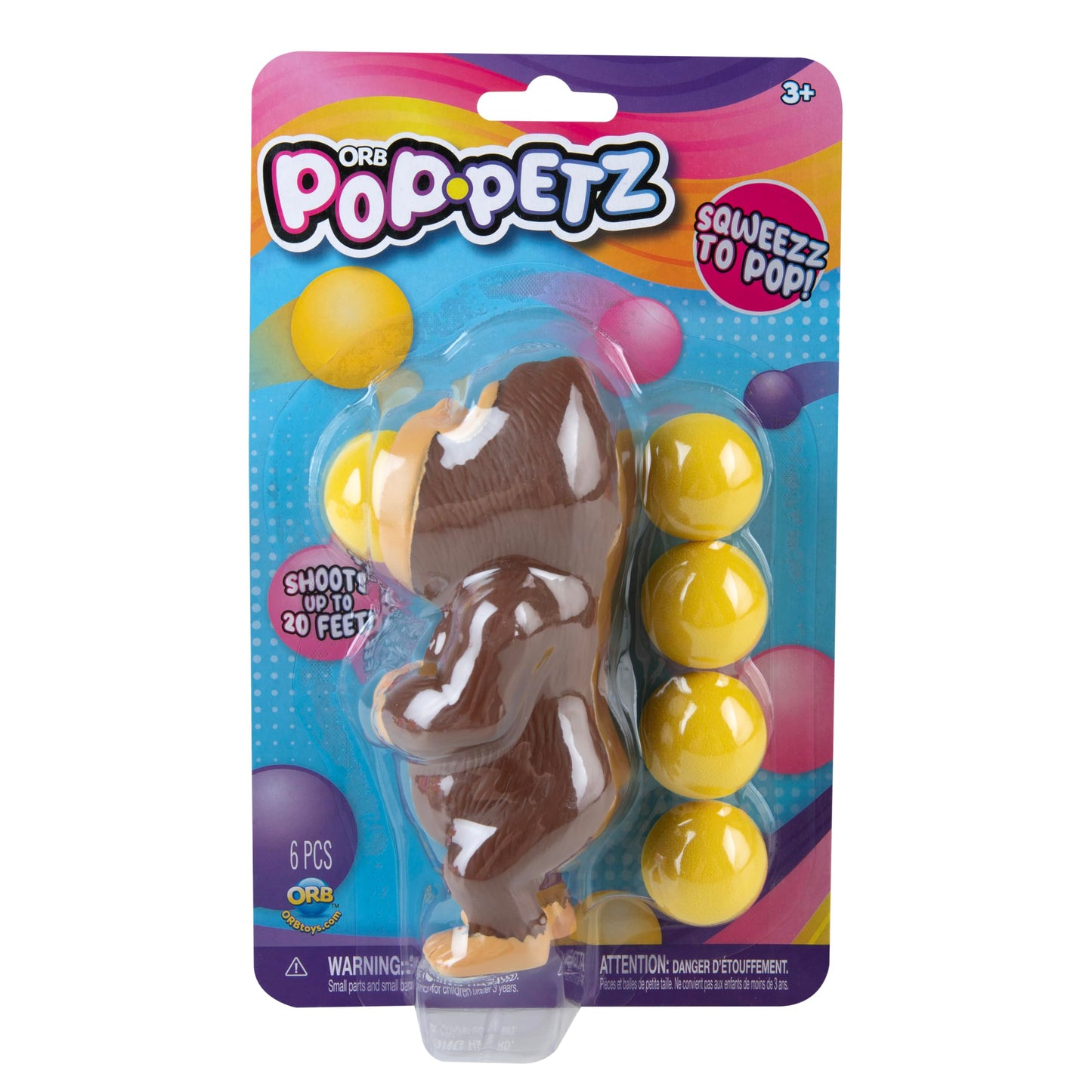ORB Curiosities Pop-Petz Ultra Zoo 2 Pack - Gorilla and Tiger Squeeze & Launch Ball Popper Toys w/ 5 Foam Balls Each - Ball Shooting, Stress Relieving, Squishy Sensory Animal Toys for Kids