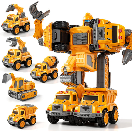 KIZONLY Transform Toys for Boys 4-6, 5 in 1 Take Apart Toys for Boys 3-5, Construction Excavator Transform Assembling Robot Toy for Kids, Educational Birthday Gift for 4 5 6 7 8 Year Old Boy Girls