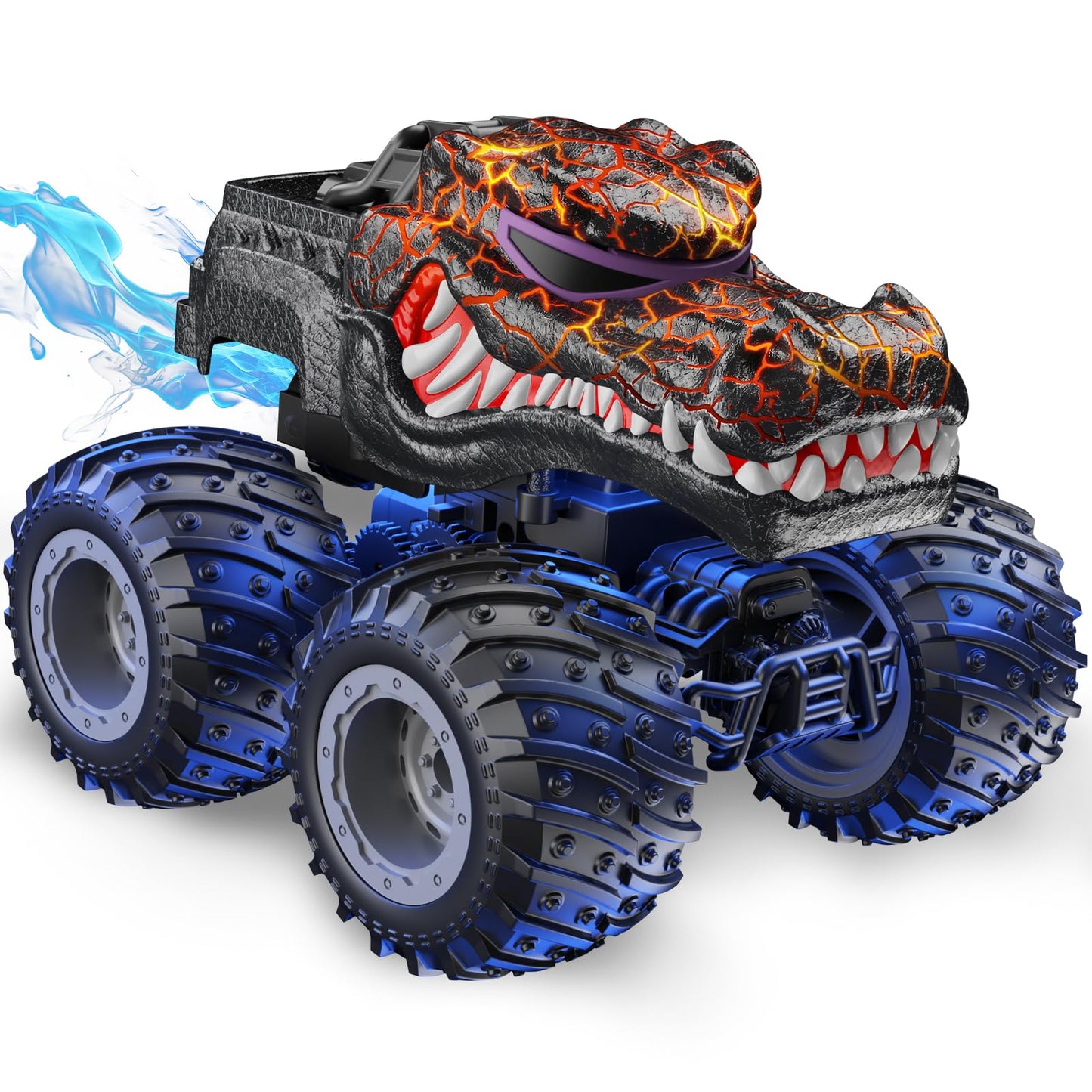 AUUGUU Remote Control Car, 2.4GHz Monster Trucks Toys with Light Spray, Birthday Gift for Kids 3 4 5 6 7 8, All Terrain RC Cars, Toddler Toys for Boys Girls 3+ Year Old (Crocodile)