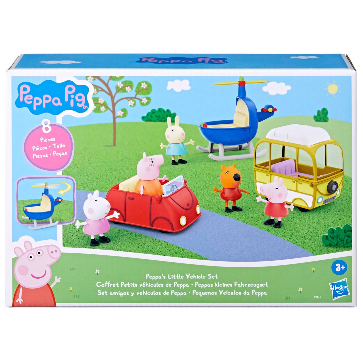 Peppa Pig Peppa's Little Vehicle Playset for Girls and Boys, Includes Helicopter, Camper, and Car, and 5 Figures Set, Preschool Toys, Ages 3+ (Amazon Exclusive)