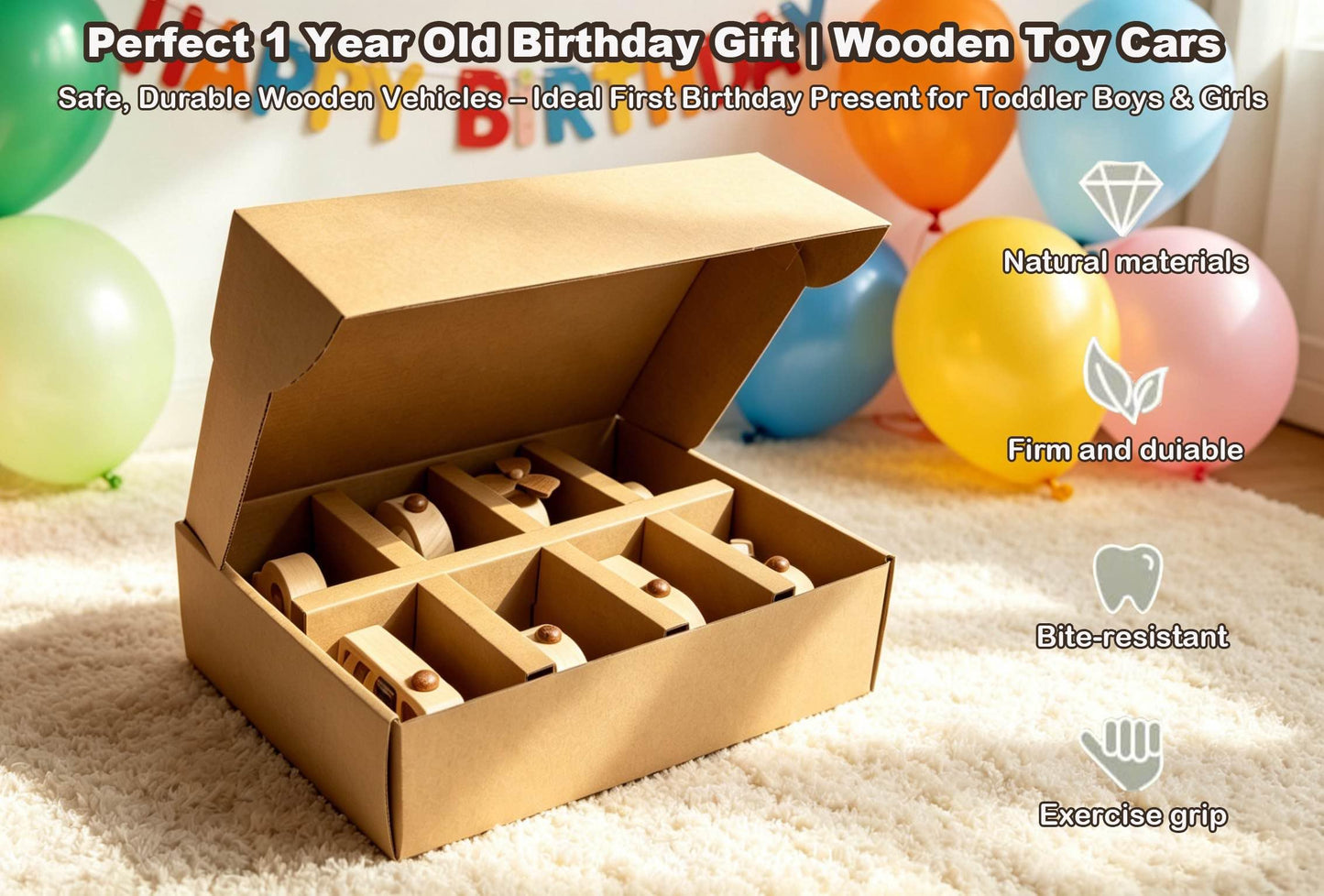 OKULLYSH 8PCS Wooden Toy Cars Set Montessori Push and Pull Baby Toys for 1-3 Years, FSC Certified Non-Toxic Wooden Cars for Toddlers, First Birthday Gifts for 1 Year Old Boy Girl
