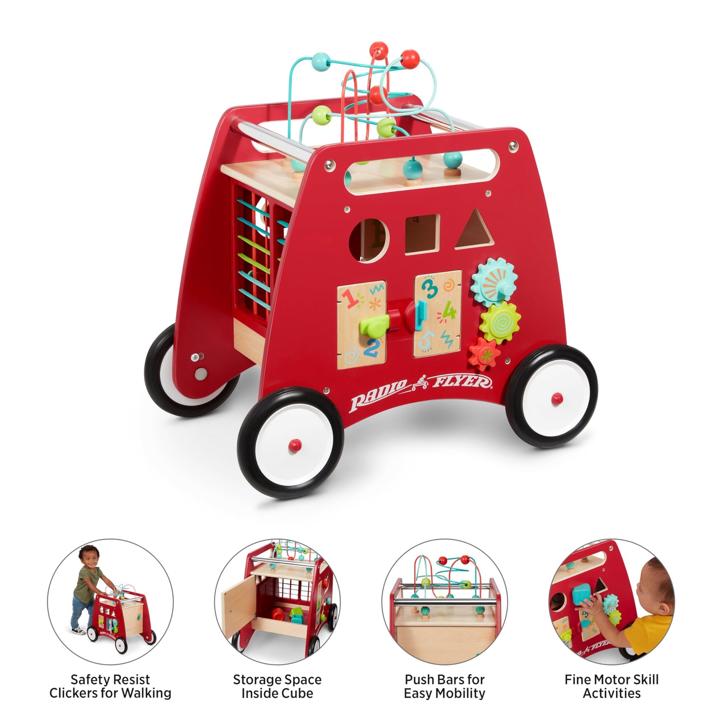 Radio Flyer Deluxe Push & Play Cube Walker, Walker Toy for Ages 1-3