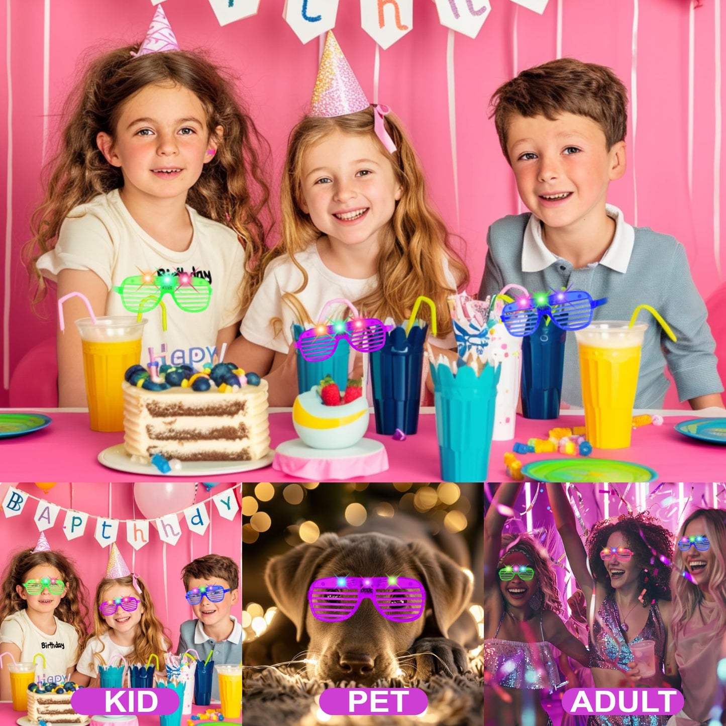 Zaaaslsm 40 Pack Led Glasses,Light Up Glasses,Glow Glasses Glow In The Dark Party Supplies Suitable For Kids/Adults, Rave neon Flashing Party For Birthday Mardi Gras New Year's Eve Decoration