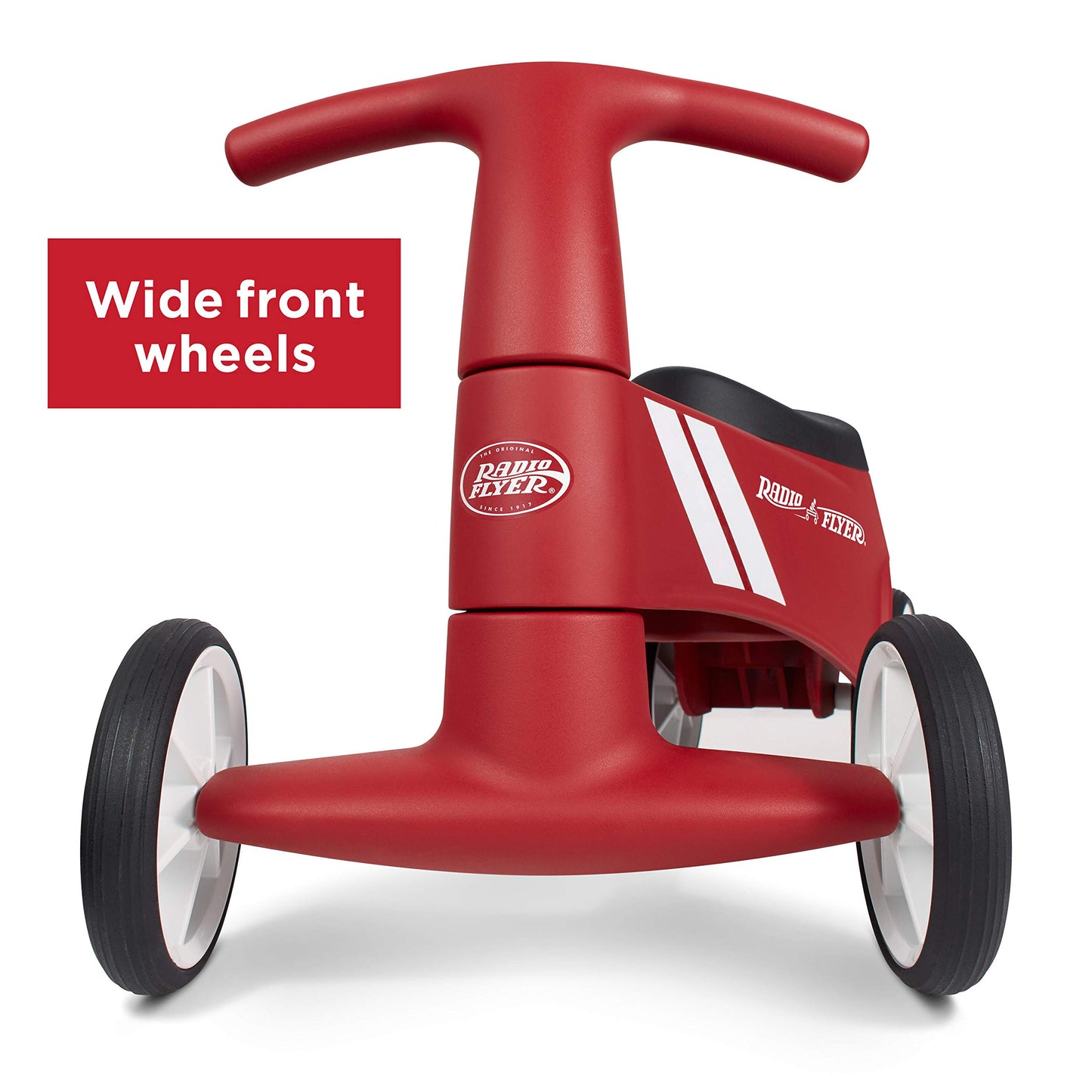 Radio Flyer Scoot About Sport Ride On, For Toddlers 1-3, Stable Wide-Set Front Wheels, Front Steering, Clear Kick Path, Under Seat Storage, Easy-Glide Wheels, 42 lb Capacity, Toddler Ride On Toys