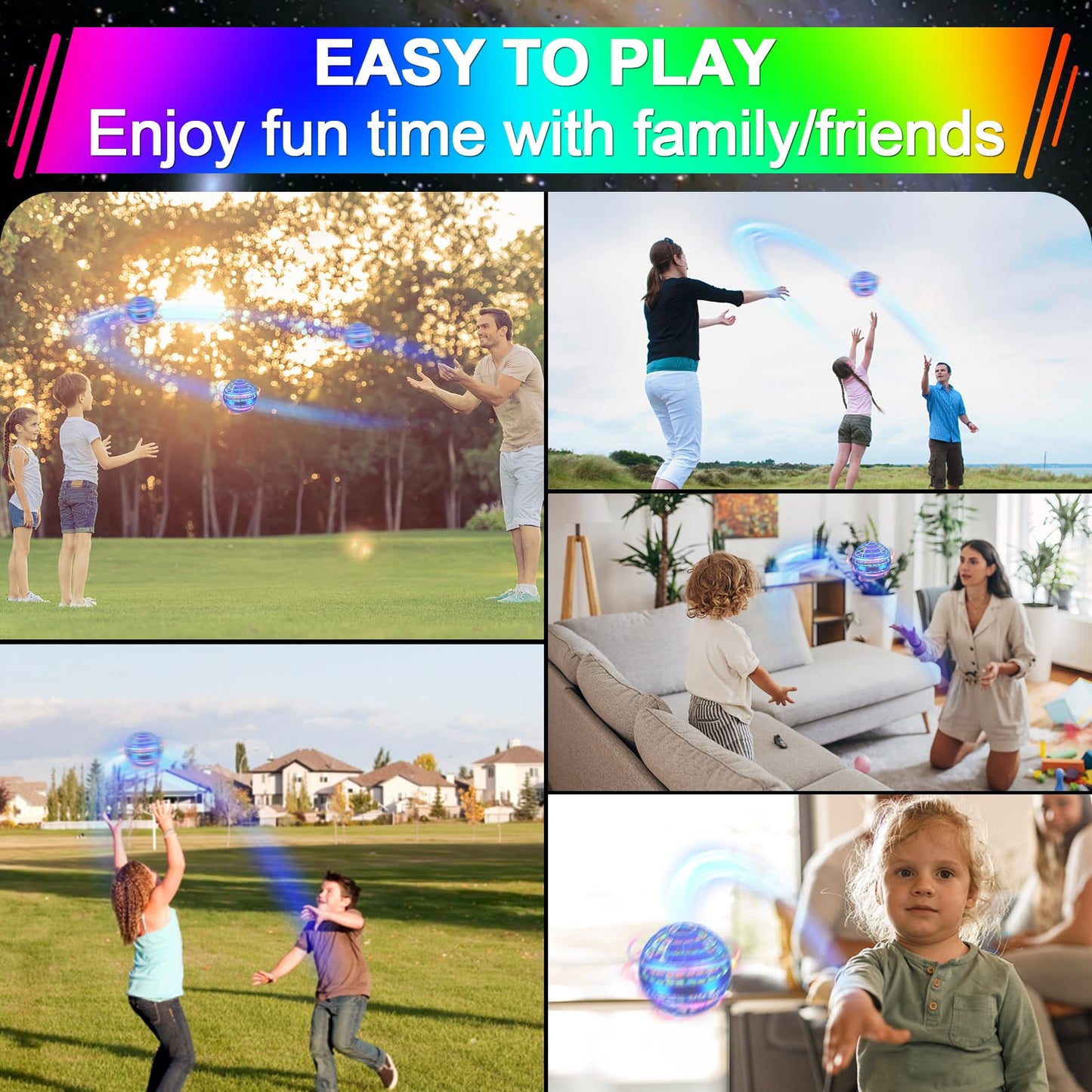 Vantexi Flying Orb Ball Toy,2026 Upgraded Parachute with LED Light,Magic Hand Controlled Gravity Ball,Cosmic Globe Boomerang,Cool Christmas Birthday Gift for 6 7 8 9 10+ Year Old Boys Girls Teens-Navy