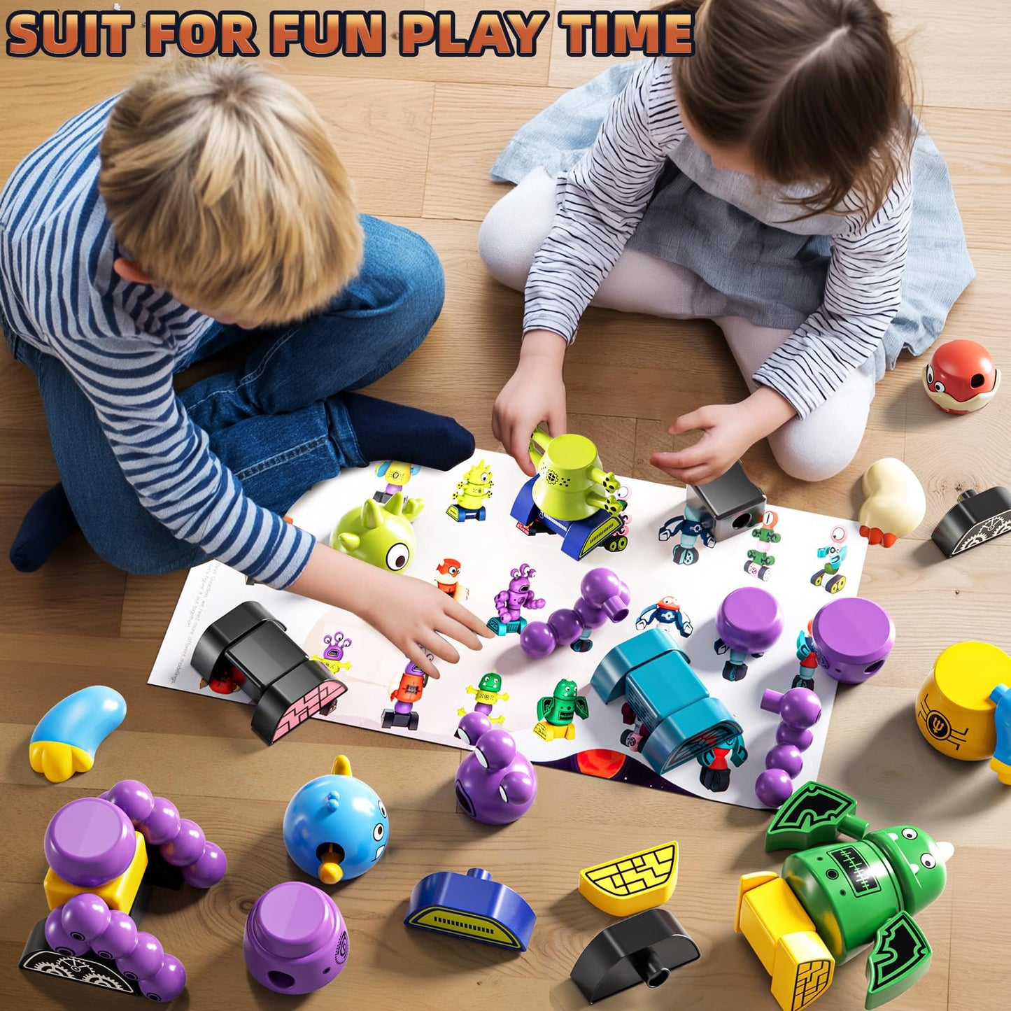 KIZONLY Magnets Robot Building Toys for Kids Ages 3-5 4-8, 36 PCS Monsters Robot Building Blocks Set with Storage Box, Creative Learning Christmas Birthday Gifts Toys for Boys Girls Ages 2-12