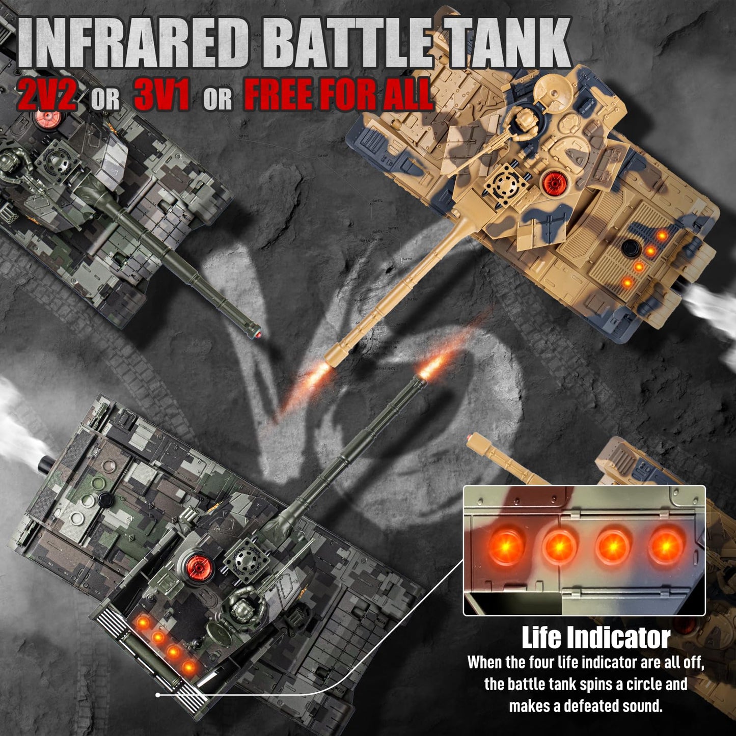 Supdex 1/24 RC Battle Tank Set, Remote Control Chinese Type 99 and Russian T90 Army Toy That Shoots for Kids and Adults, 2.4G RC Vehicle Model Tank 6+ Year Old with Sound, Smoke and Lights