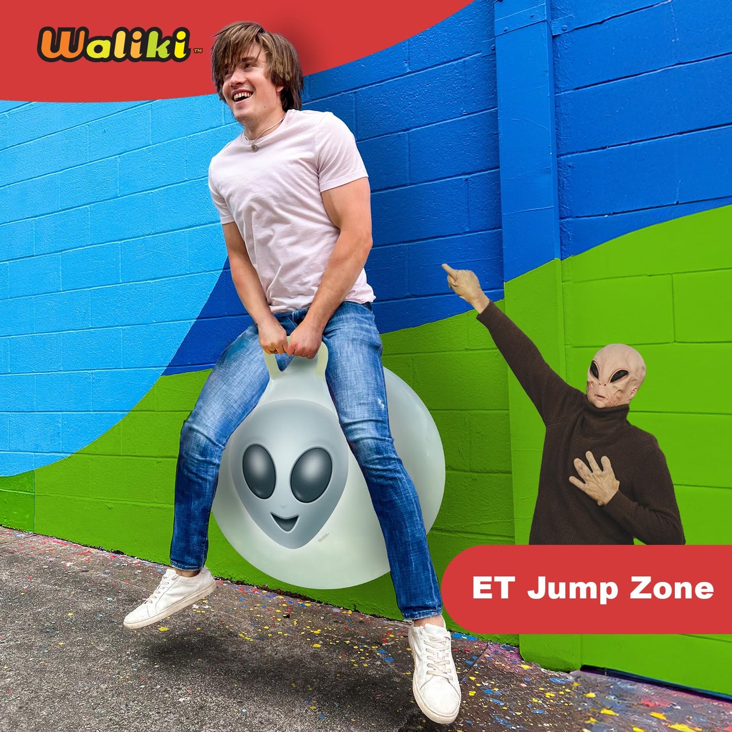 WALIKI Hop Ball for Adults | 29" Glow in The Dark Alien Hopping Ball | Sit and Bounce Ball | Great for Team Building