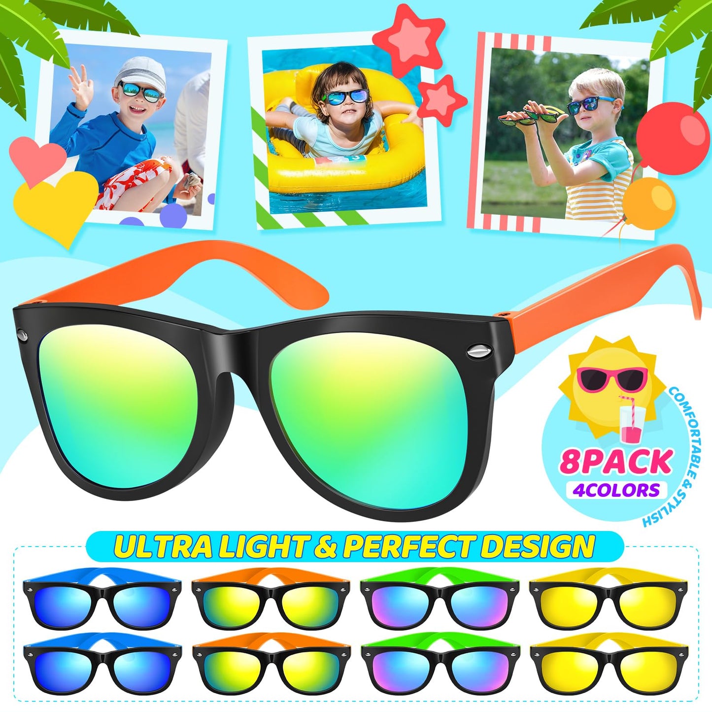 Pool Party Favors Beach Party Favors - 48 PCS Pool Toys For Kids Ages 3-8 Beach Balls Bulk, Sand Bucket and Shovels Set, Kids Sunglasses Bulk, Beach Summer Toys, Pool Party Supplies,Sand Toys
