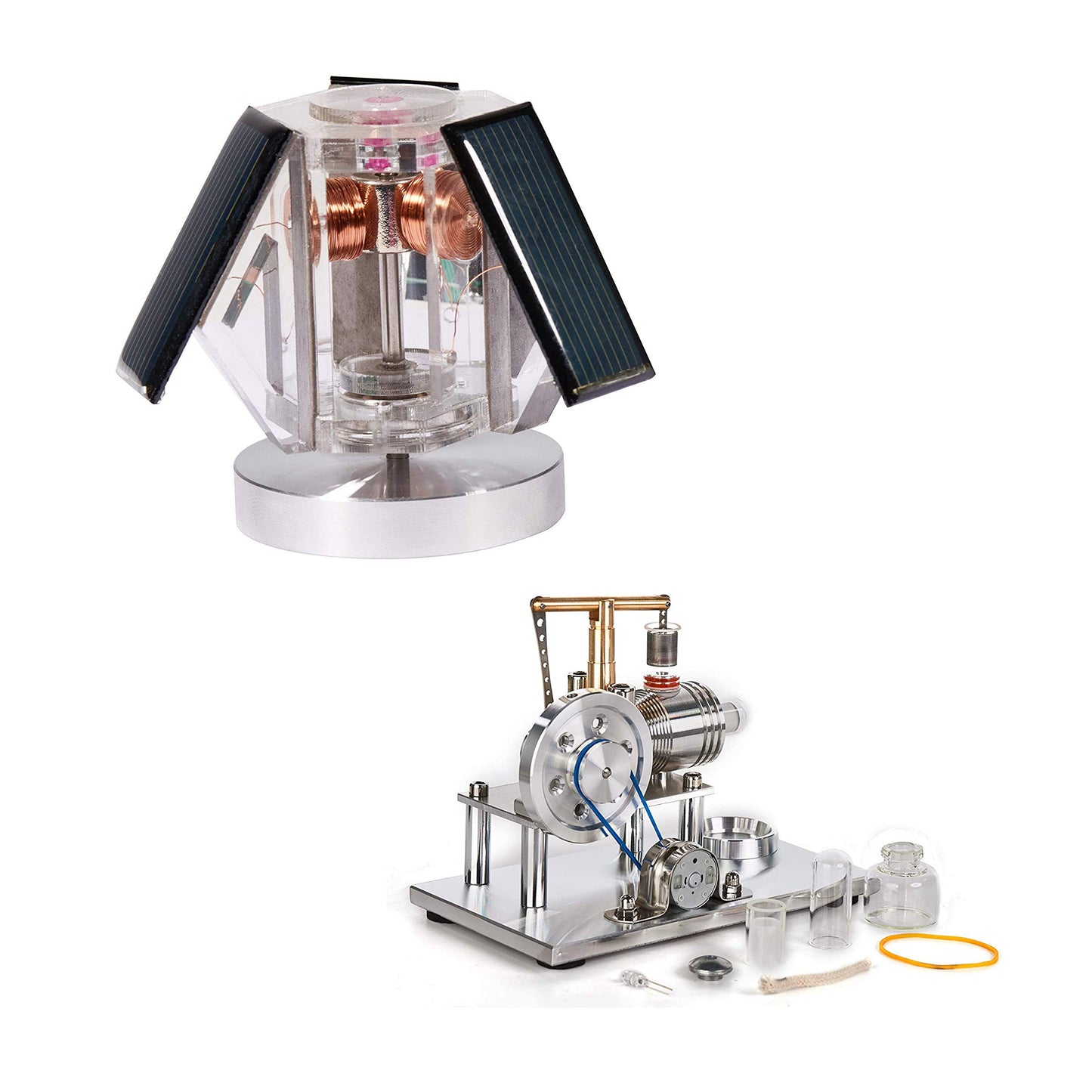Sunnytech Mini Solar Vertical Mendocino Motor Magnetic Levitating Educational Model Hot Air Stirling Engine Motor Model Science Physics Toy QZ08A-SC02M