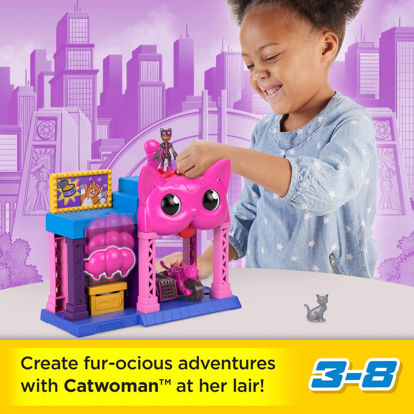 Fisher-Price Imaginext DC Super Friends Toy Catwoman Playhouse Playset with Figure & Accessories for Pretend Play Kids Ages 3+ Years