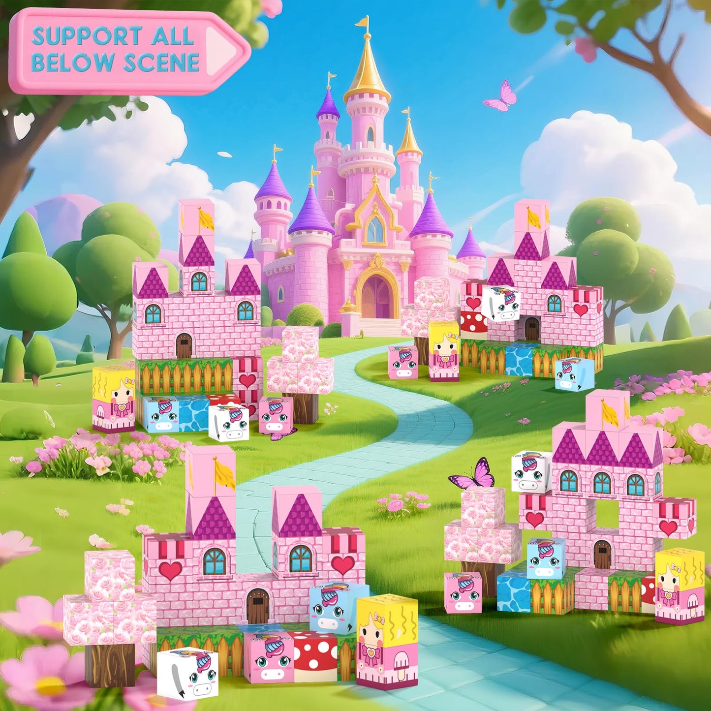CZCUUDZ Mini Magnetic Blocks, Magnetic Blocks Travel with Portable Iron Storage Box, 35PCS Magnet Building Blocks for Toddlers, STEM Educational Magnet Toys for Ages 3 4 5 6 7 8 Boys Girls, Unicorn