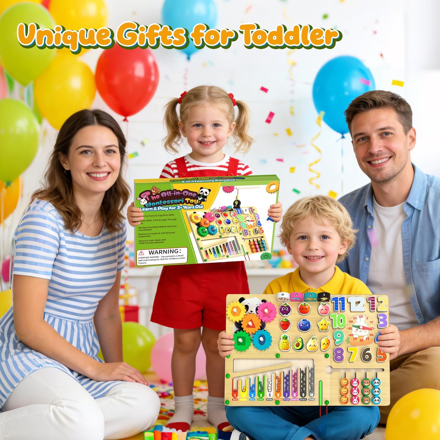 AOSITE Busy Boards Wooden Kids Toys 9-in-1 Montessori Toy Wooden Puzzle Board for Toddlers Montessori Wooden Educational Toys for Baby Boys Age 1 2 3 Year Old Birthday Girl Gifts Quiet Toys for Kids