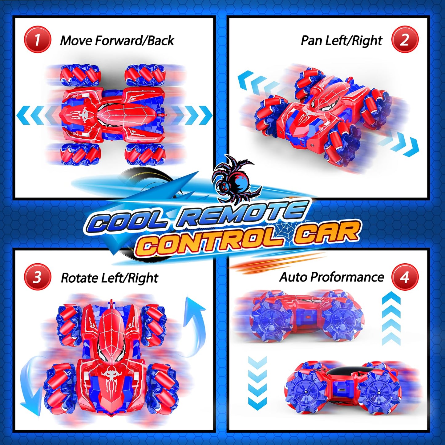 Double Sided Remote Control Car for Boys 4-7, 360° Rotating 2.4GHz Fast Stunt Rechargeable 4WD RC Car Toys for Boys 4-6 5-7 8-13 Outdoor Birthday Halloween Christmas Basket Stuffers Gifts for Kids