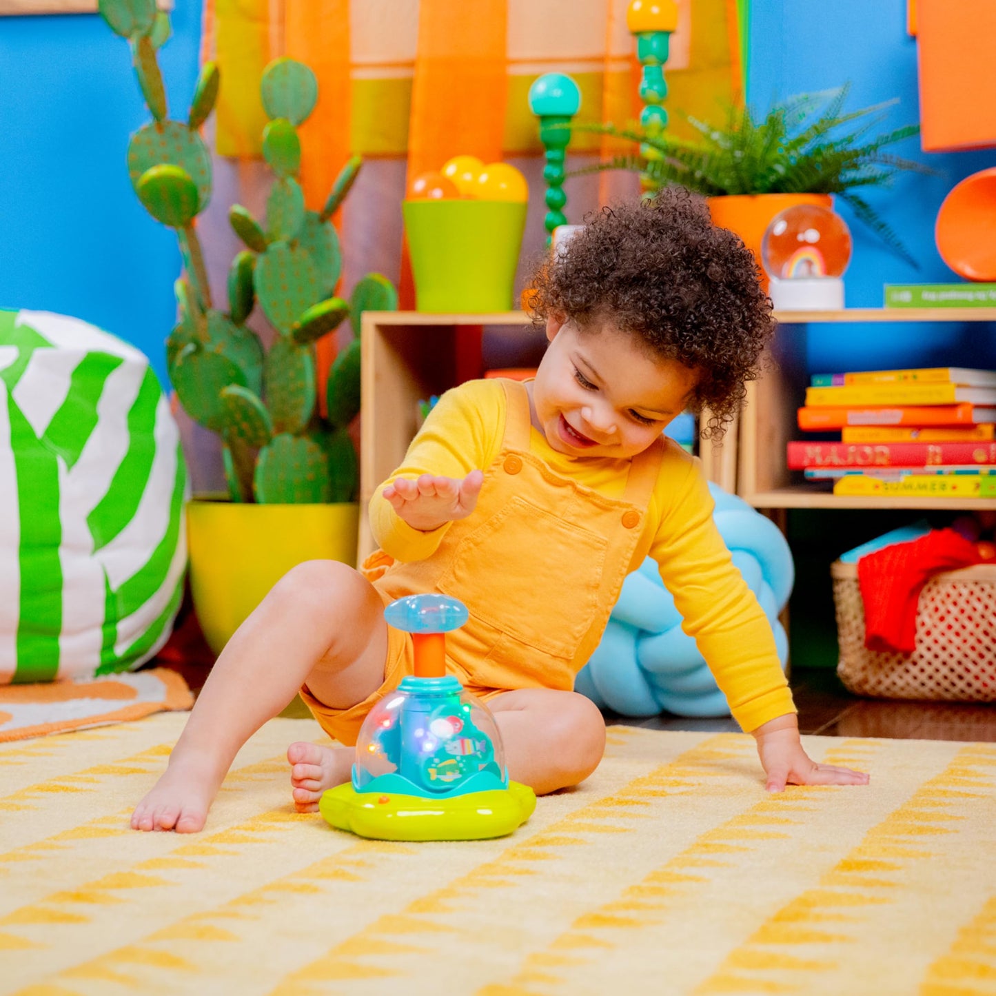 Bright Starts Press & Glow Spinner Cause and Effect Musical Baby Toy,Age 6 Months+,(Pack of 2)