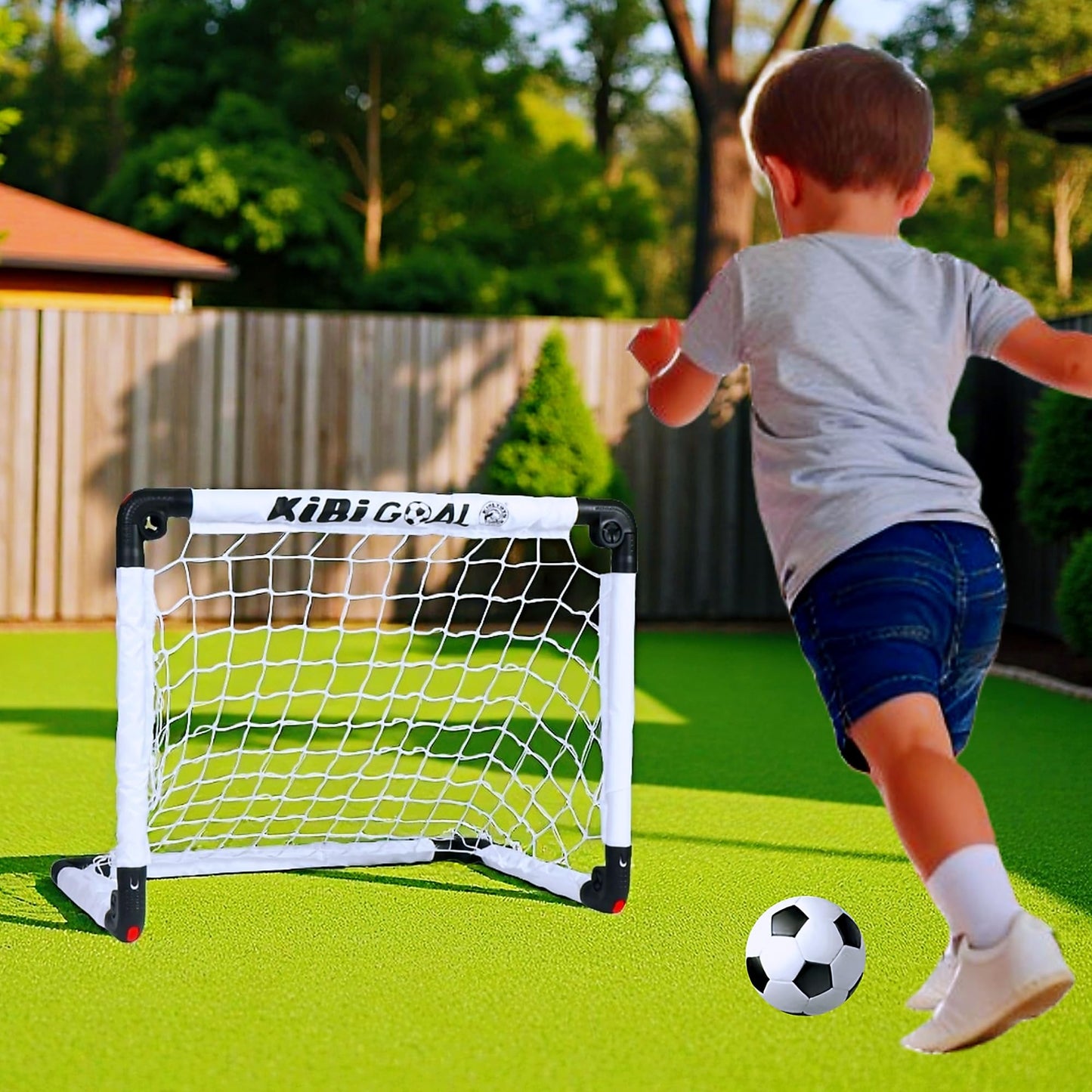 KiBiGOAL Soccer Goal, White Foldable Goals for Toddlers, 23.62in x 17.72in Toddler Soccer Goal for The Backyard + Indoor + Outdoor, Mini Children Toy Gift 1-3