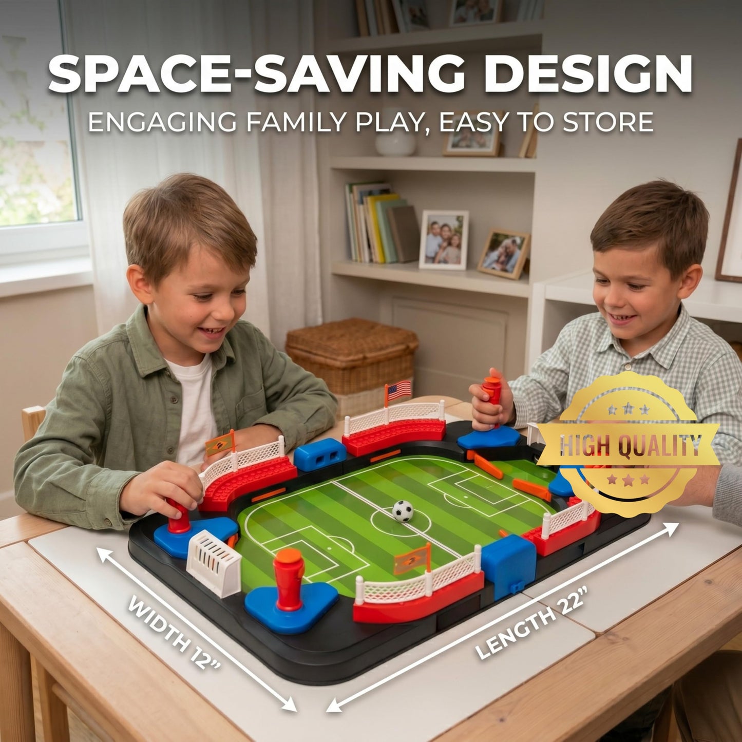 Soccer Toy for Kids - Table Top Foosball Game for 3 4 5 6 7 8-12 Year Old Kids - Interactive Soccer Gift - Mini Football Table Game with Goal Bell, Score Counter & 6 Balls - Easy Set-up Gift