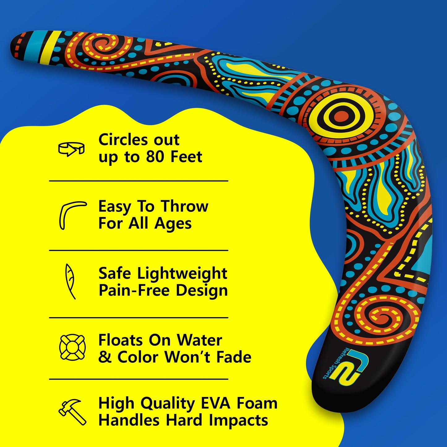 Outdoor Flying Boomerang Toy for All Ages - Outside Beach Games for Adults & Toys for Kids - Fun Outdoor Backyard Toys for Boys - Soft Boomerangs Pool Game & Birthday Gift Ideas for Boys & Girls