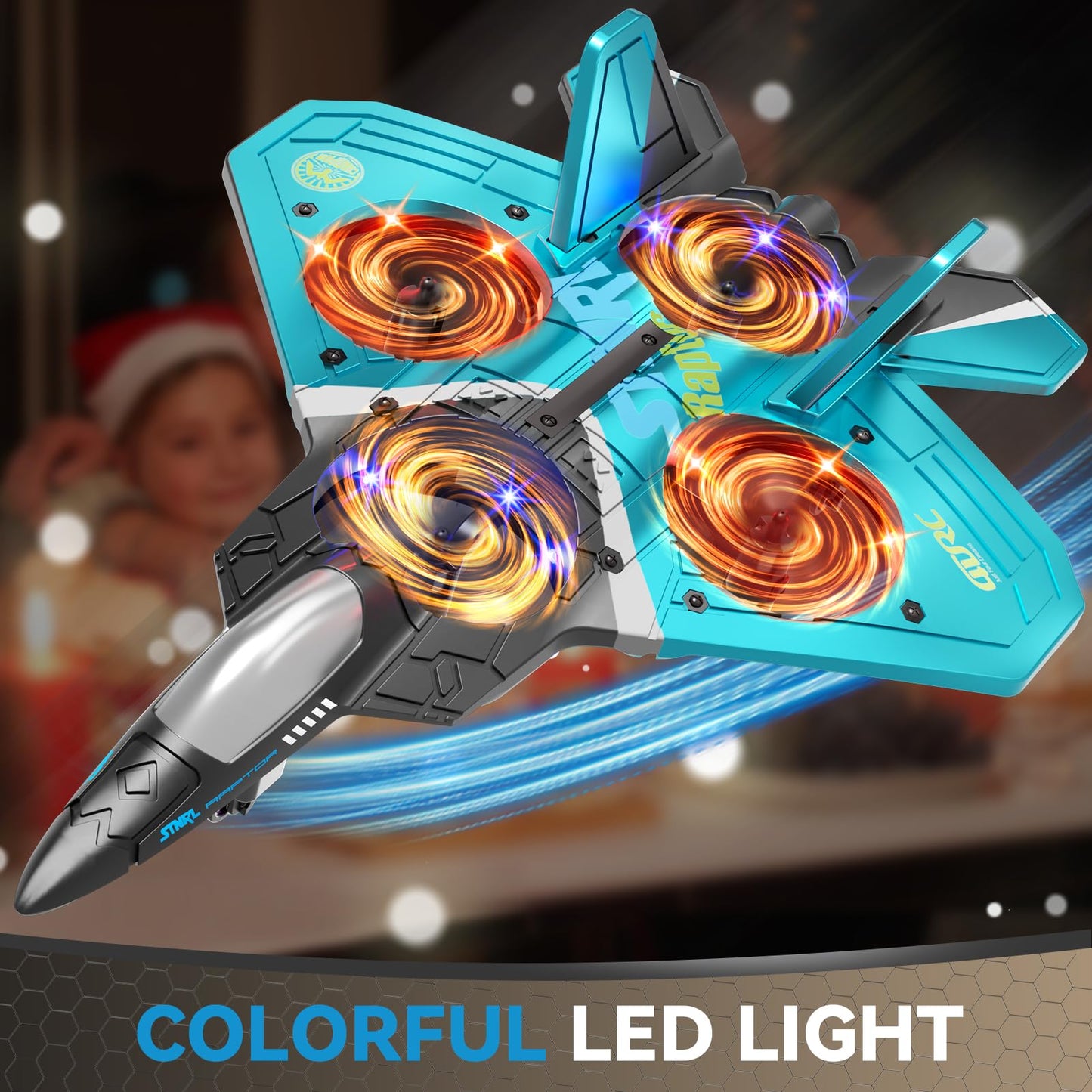 4DRC V17 Foam Remote Control Airplanes RC Planes for Kids Adults 4-7 8-16, RC Airplane Fighter Jet with Light, 360° Flip Fighter Jet Toy, Gravity Sensing, Stunt Roll, Airplane Toy Gifts for Kids Boys