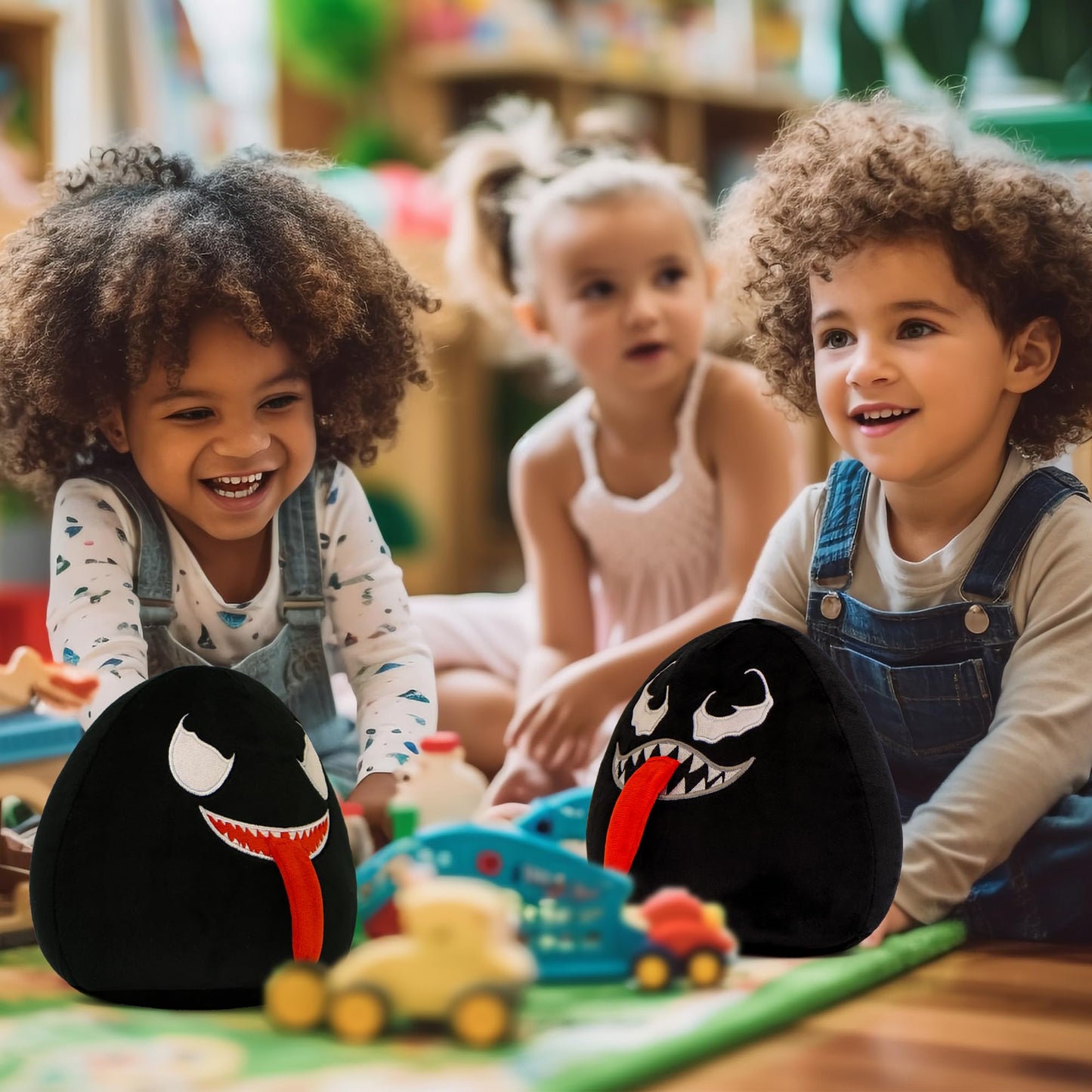 Periyholev Venom Plush Toy with Elastic Tongue – 8 inch Soft Venom Stuffed Pillow for Boys and Girls, for Fans (Black-A)