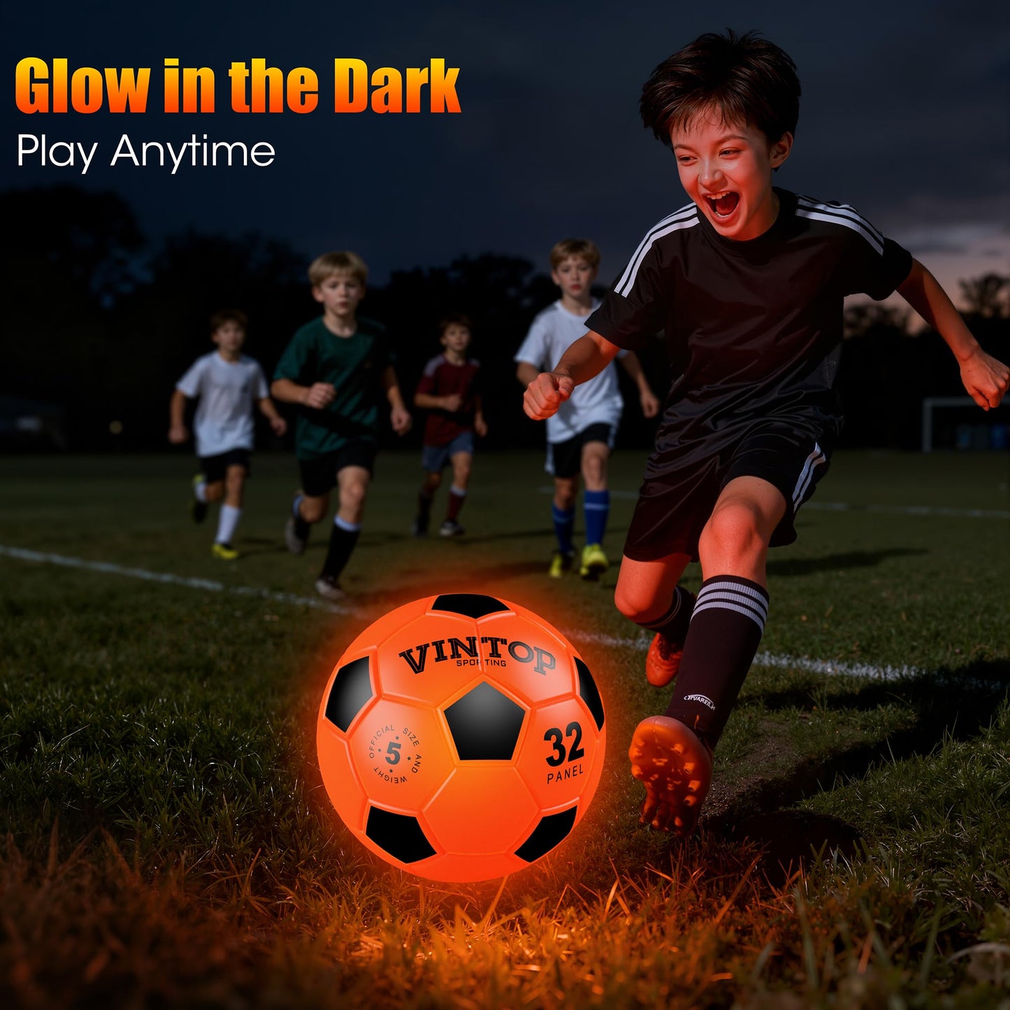 HIEMAO Glow in The Dark Soccer Ball for Kids Boys Ages 8-12 15, Light Up LED Soccer Ball Toys with Pump for Indoor/Outdoor, Fun Gift for Teens Christmas Birthday, Size 5 Night Sports Gear Games