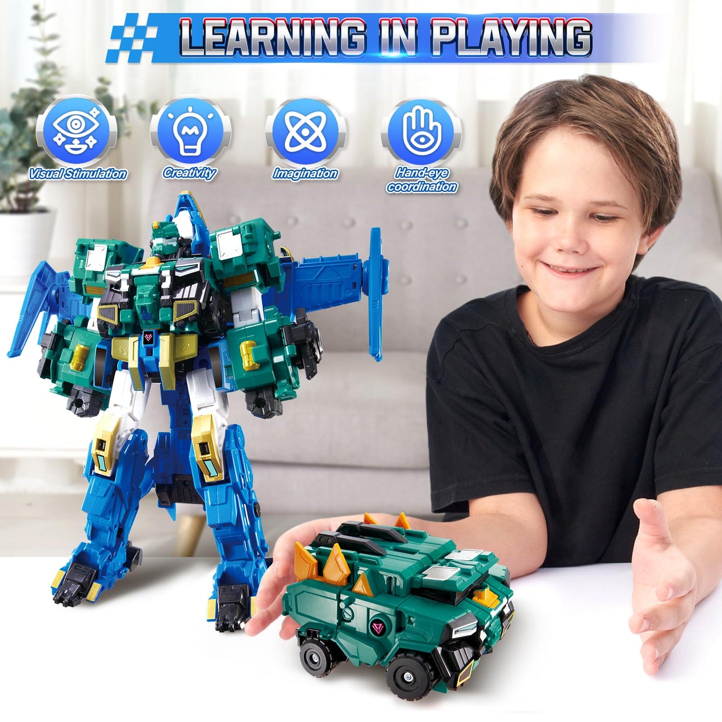 QUANTUM HEROES DINOSTER Transformable Robot 3 in 1 Stego Blast Wing, 11.81 Inches, Transforming Toys for Kids, Chariot Toys, Dinosaur Robot for Boys Girls 5 6 7 8 9 10 Years Old