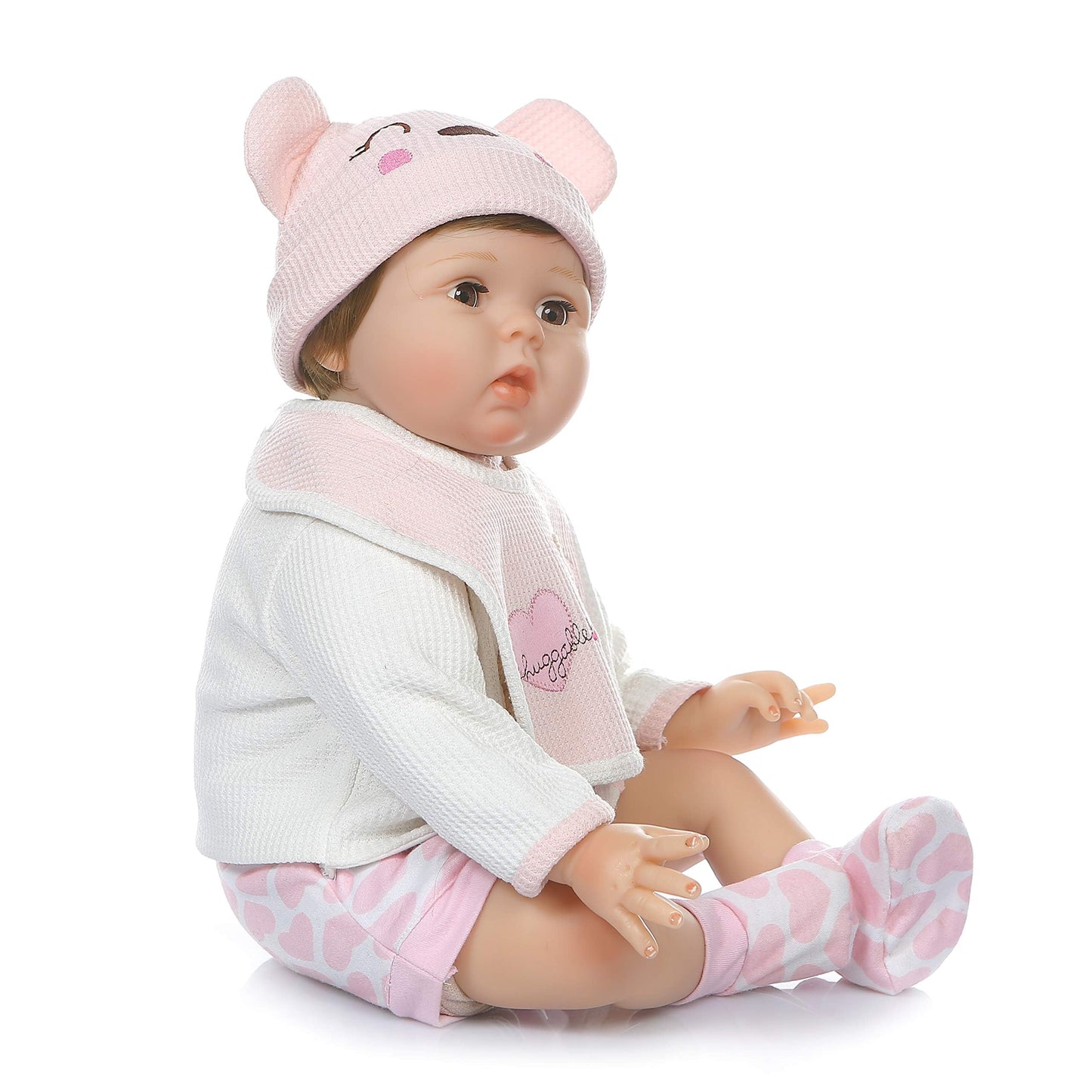 Babyfere Realistic Reborn Baby Dolls Girl Blinking Eyes Weighted Body Vinyl Silicone 22 Inch Reborn Dolls