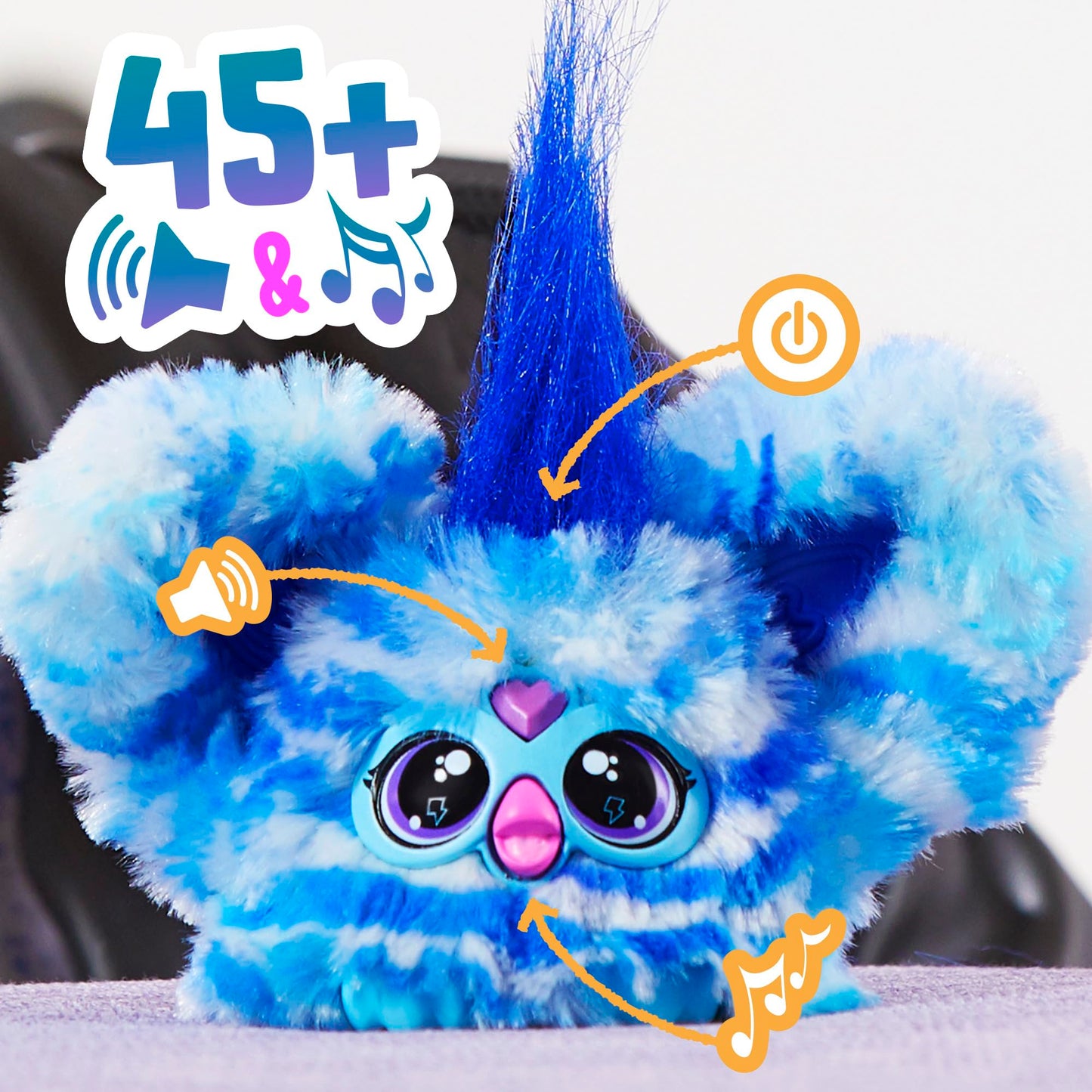 Furby Furblets 2-Pack, Mini Friends Pix-Elle & Ooh-Koo, 45+ Sounds Each, Music & Speaks Only Furbish, Electronic Plush Toys, Multicolor & Blue/White, Easter Basket Stuffers, Ages 6+ (Amazon Exclusive)
