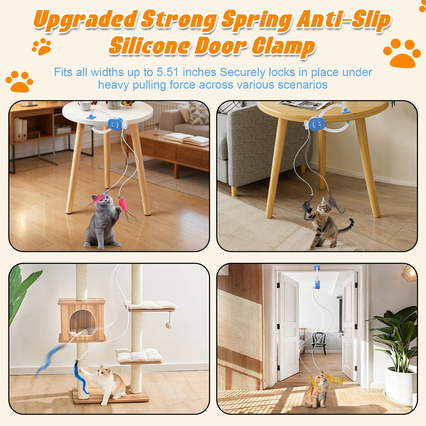 ANNSKIN Automatic Interactive Cat Toy Rechargeable, Hanging Cat Toy, Cat Door Toy, Cat Enrichment Toys for Indoor Cats & Kitten, Doorway Electric Cat Teaser for Exercise, Boredom Relief & Fun Games