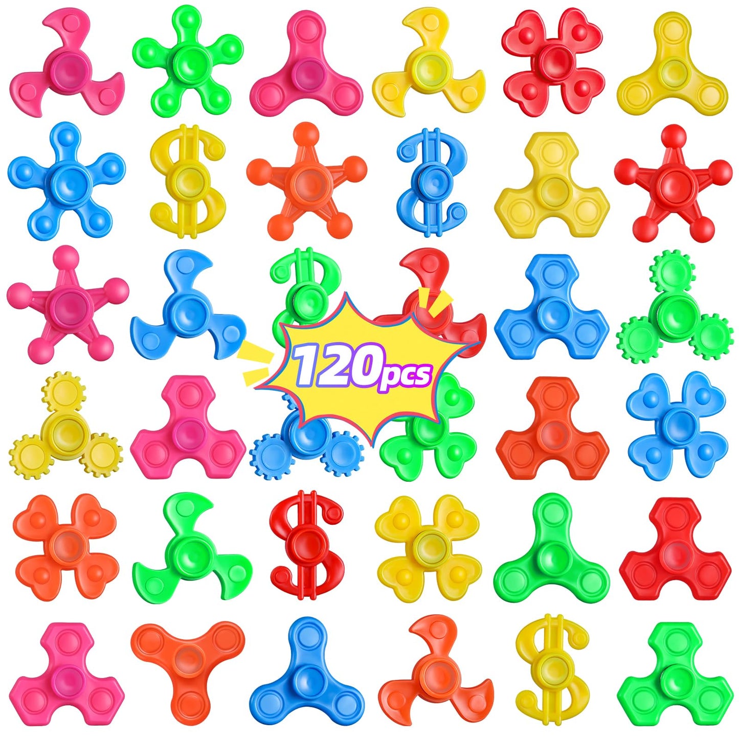 120pcs Mini Fidget Spinner Bulk, Treasure Box Toys for Classroom Prizes, Stress Relief Sensory Fidget Toys Bulk for Kids with Autism, Birthday Gifts Party Favors, Goodie Bag Stuffers for Kids 4-8-12
