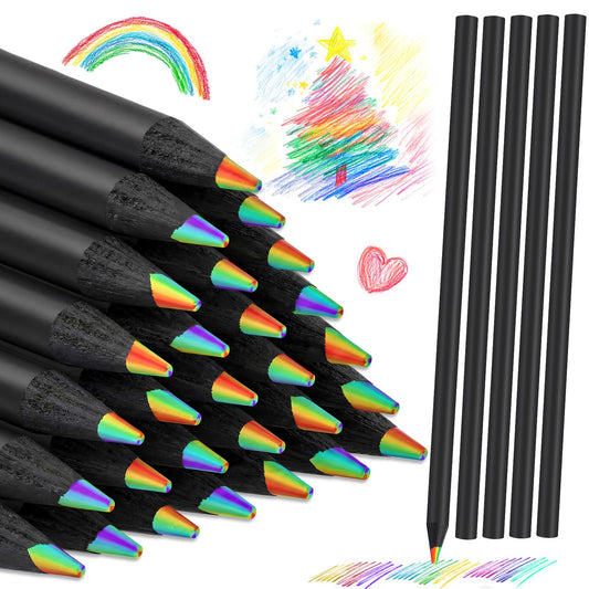 Nezyo 48 Pack Rainbow Colored Pencils Bulk-7 Color in 1 Wooden Rainbow Pencils Colored Pencil Art Supplies for Adults Drawing Coloring Sketching Reward Gifts Stocking Easter Basket Stuffers