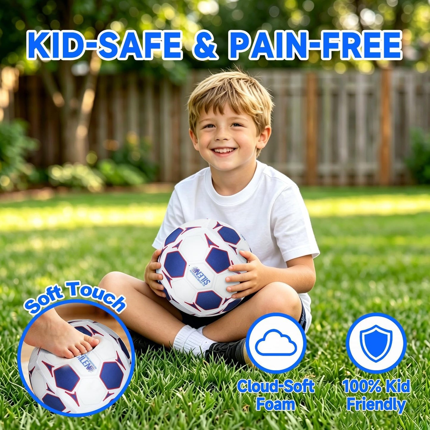 HASTRIDE Silent Soccer Ball Size 5 - Soft Foam Soccer Ball for Indoor Training, Airless Indoor House Ball for Kids and Adults, Soft Durable Foam Design, Gift for Soccer Fans Boys 8-12 Girls