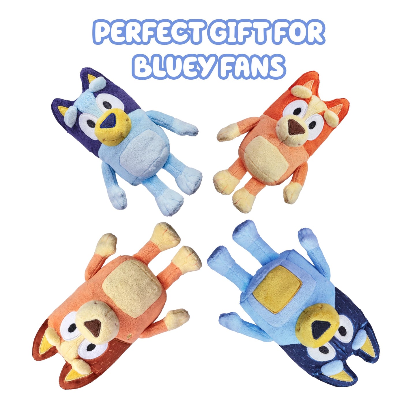 Bluey Heeler Family Stuffed Animal Set of 4, 7-8”, Soft, Bingo, Bandit, and Chilli Plush Figure Toys, Cuddly Plush Toys for Kids Ages 3+