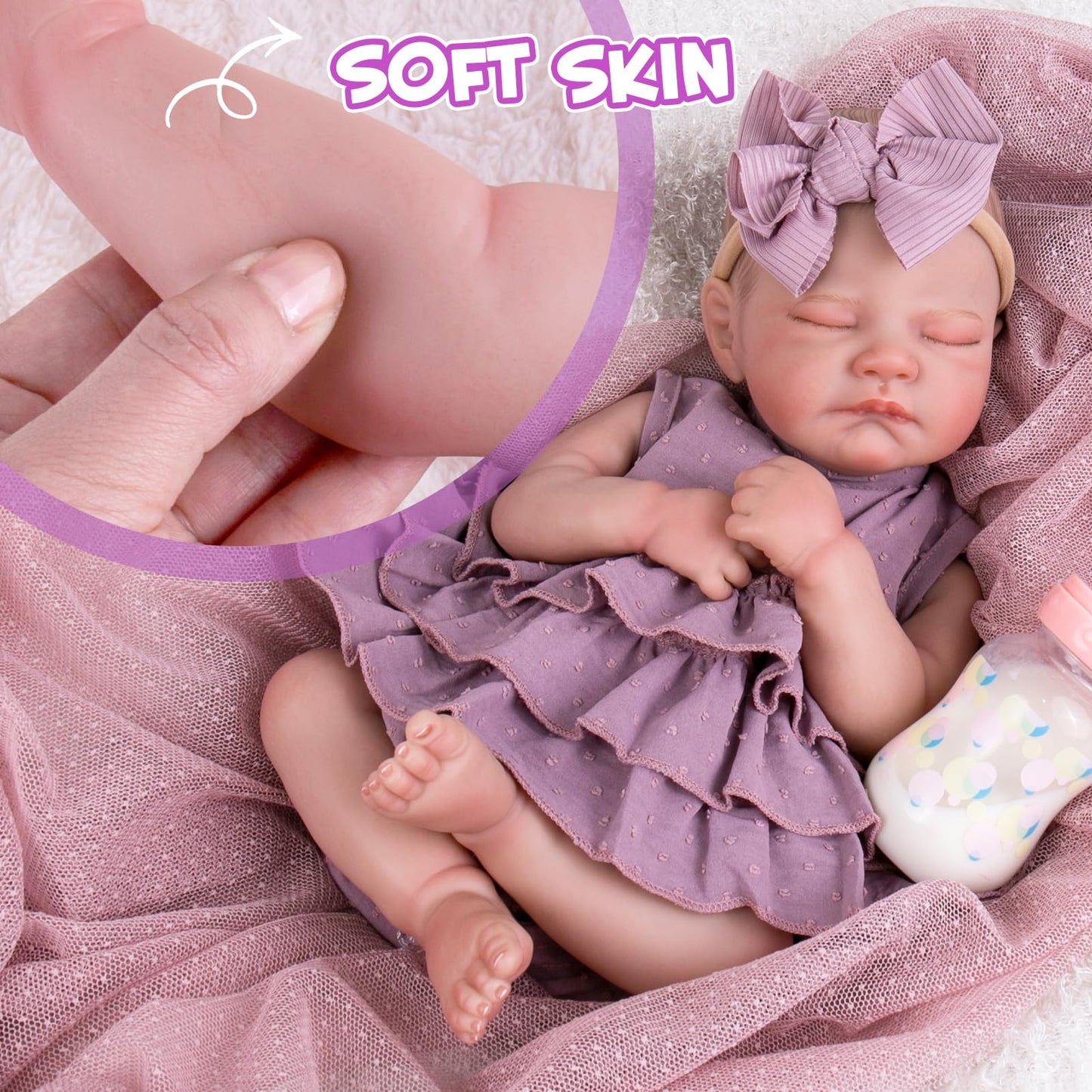 Aori Reborn Baby Dolls - 20-Inch Real Life Baby Doll with Poseable Limbs and Feeding Kit, Weighted Newborn Lifelike Baby Doll Gift Set for Seniors, Collectors and Kids 3+