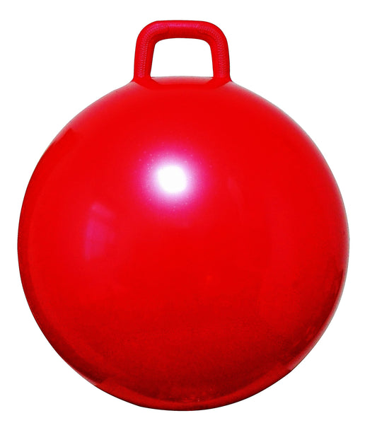 AppleRound Space Hopper Ball with Air Pump: 28in/70cm Diameter for Age 13+, Kangaroo Bouncer, Bouncy Ball with Handle, Hippity Hoppity Hopball for Teens & Adults, Plain Color (Red)