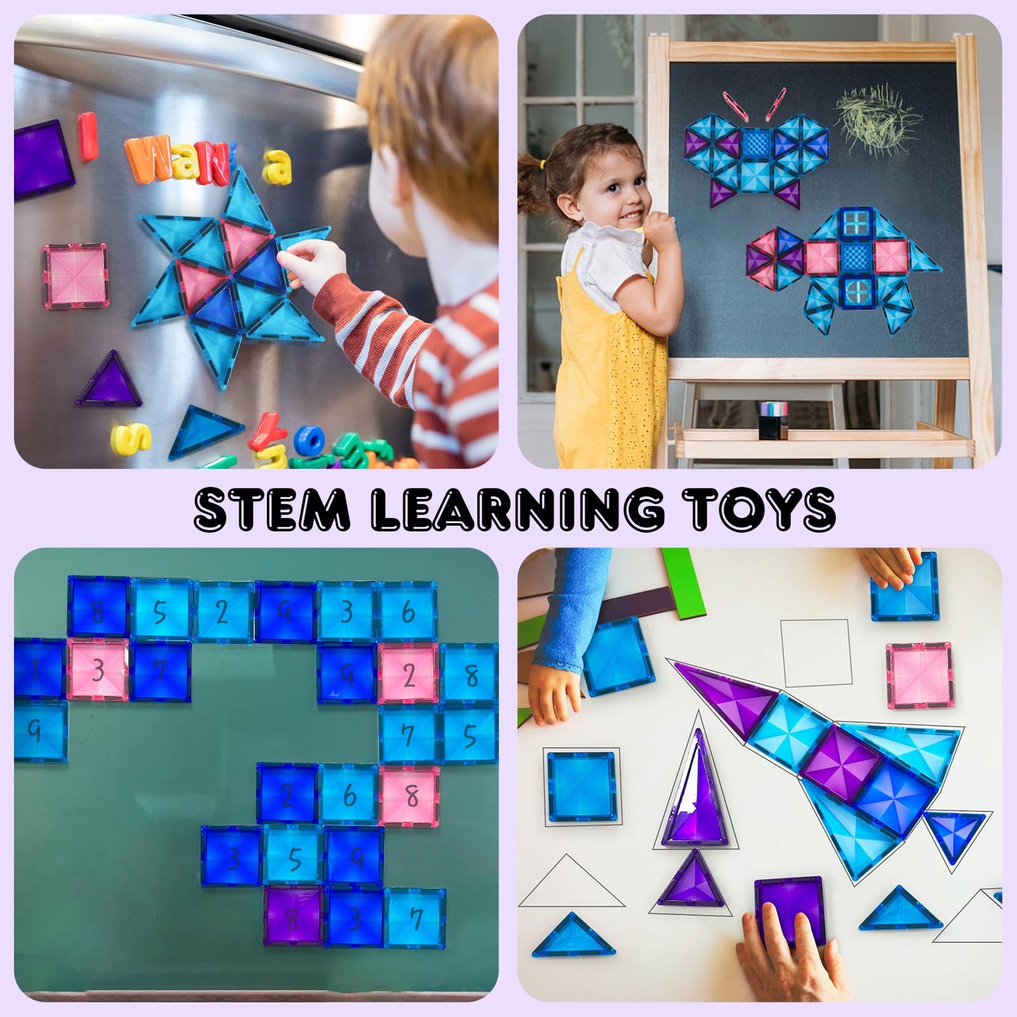AFUNX Magnetic Tiles, 116PCS Magnet Building Blocks, 3D Diamond Magnetic Blocks, Construction Stem Toys for Kids, Educational Toys for Boys Girls Ages 3 4 5 6 7 8 (116 PCS)