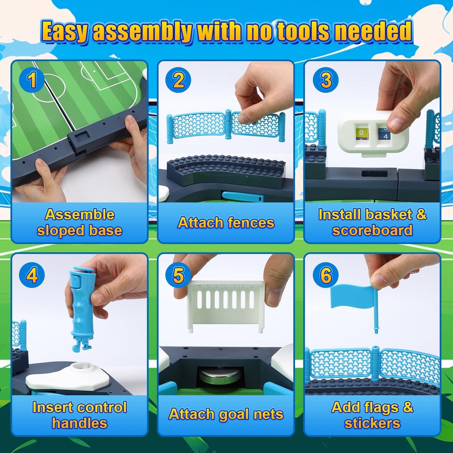 Mini Soccer Board Game for Kids 3-12, Foosball Table Toy for Age 4-8, Pinball Machine Toys for Boys 5-10 Years Old, Interactive Indoor Action Game with 6 Balls for Birthday Gift