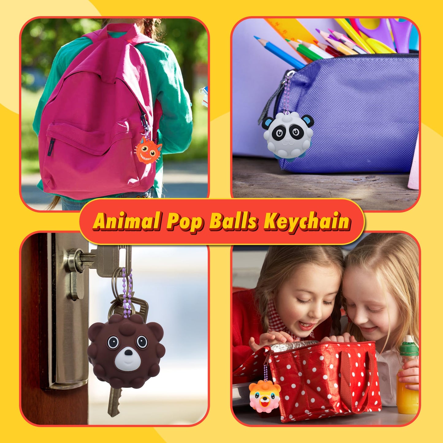 KissFree 24 PACK Animal Pop Balls Party Favors for Kids, 3D Pop Fidget Balls Toys Bulk, Gifts for Boys & Girls, Goodie Bag Stuffers, Pinata Stuffers, Treasure Box Toys, Prizes for Kids