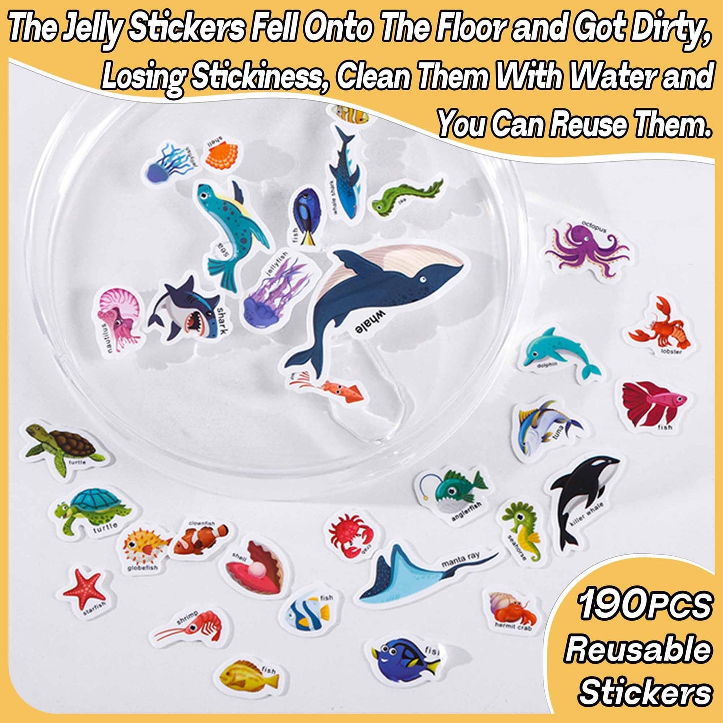 iGetooy 6 Sets Reusable Sticker Book for Toddlers 1-3, Jelly Sticker Books for Toddlers 2-4 Years, Toddler Travel Toys for Kids 2 3 4 Year Old Girls Boys