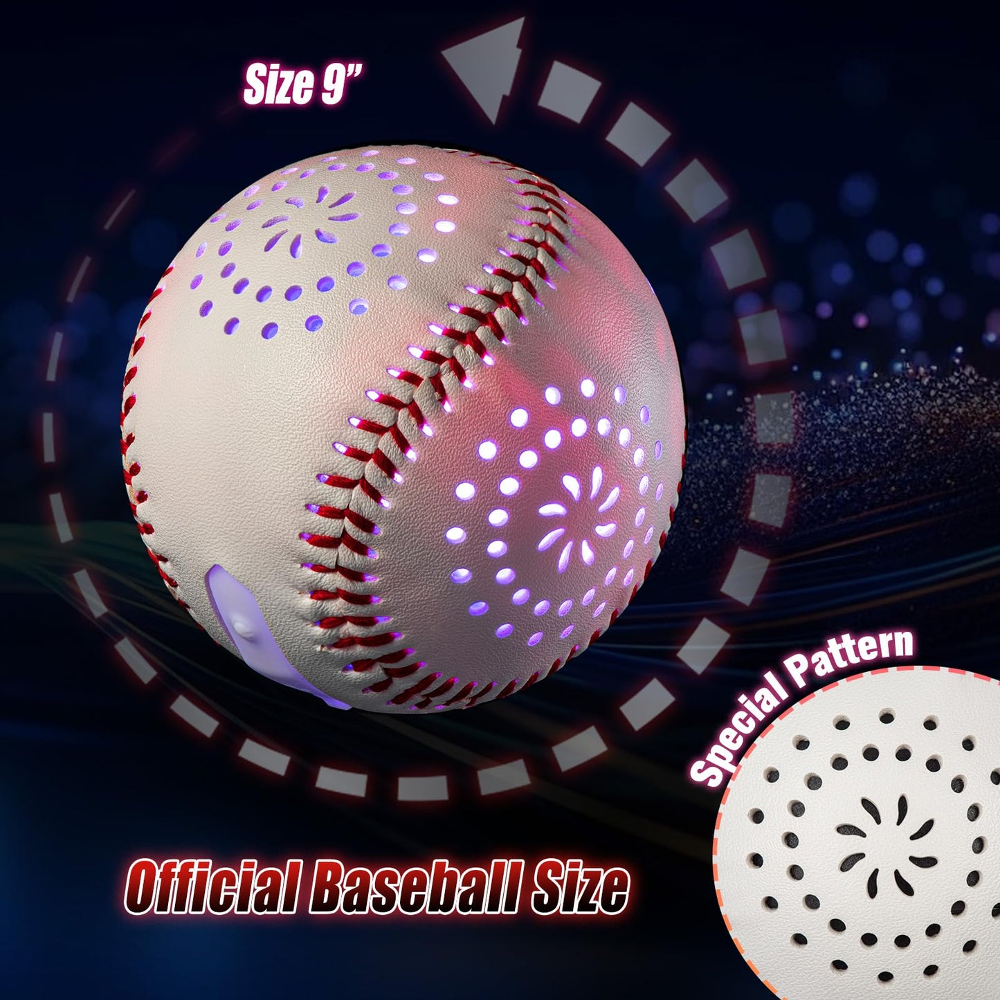 ZACEAC LED Rechargeable Baseball with 9 Lighting Modes Glow in The Dark Baseballs, Baseball Gifts for Boys 6 7 8 9 10 11 12 Years Old Sport Games for Kids Indoor Outdoor Toys for Kids