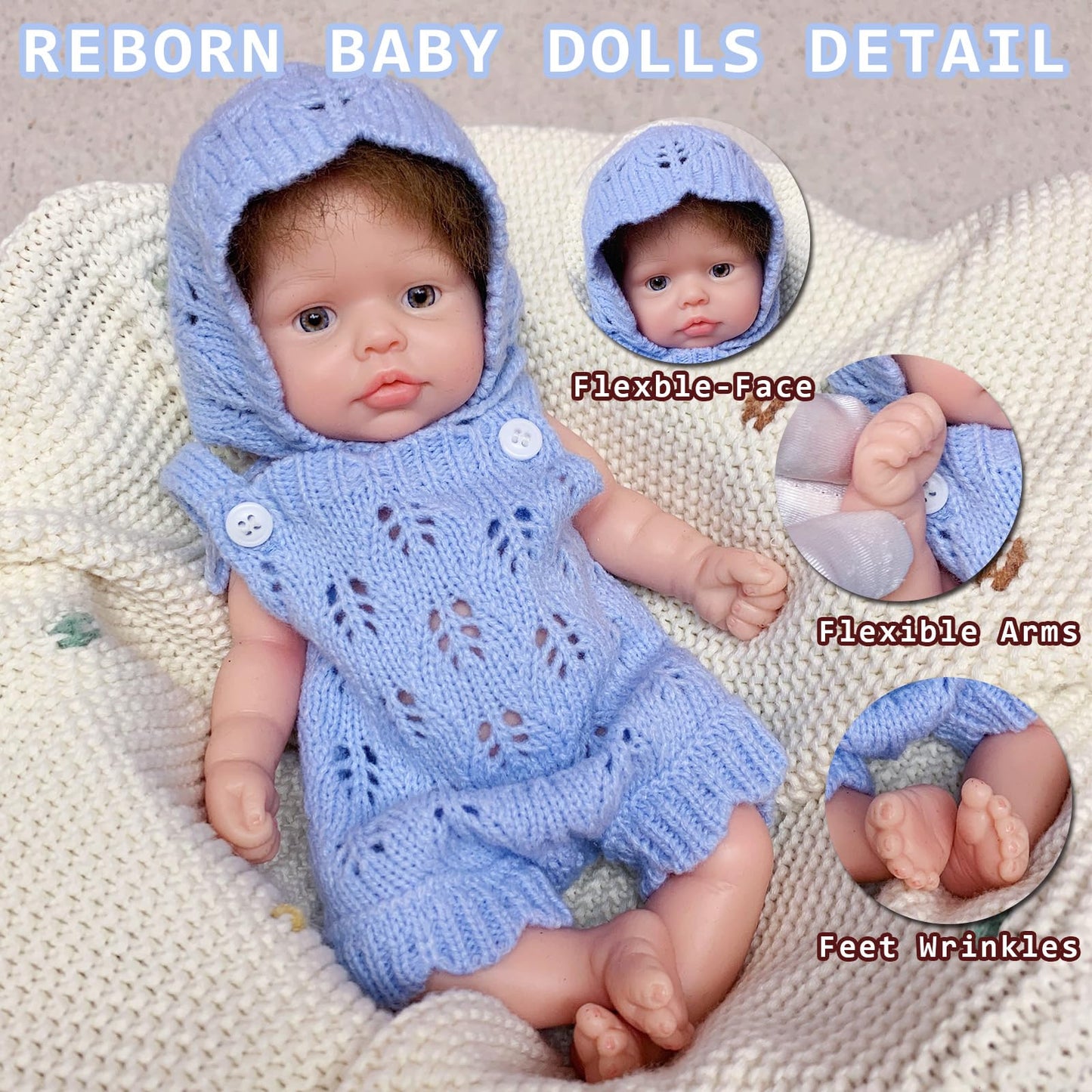 Yokyyi 10 Inch Silicone Baby Doll Lifelike Reborn Dolls Full Body Dolls Girl Washable Soft Silicone Reborn Baby Collectible Doll for Kids Ages 3+ & Collectors