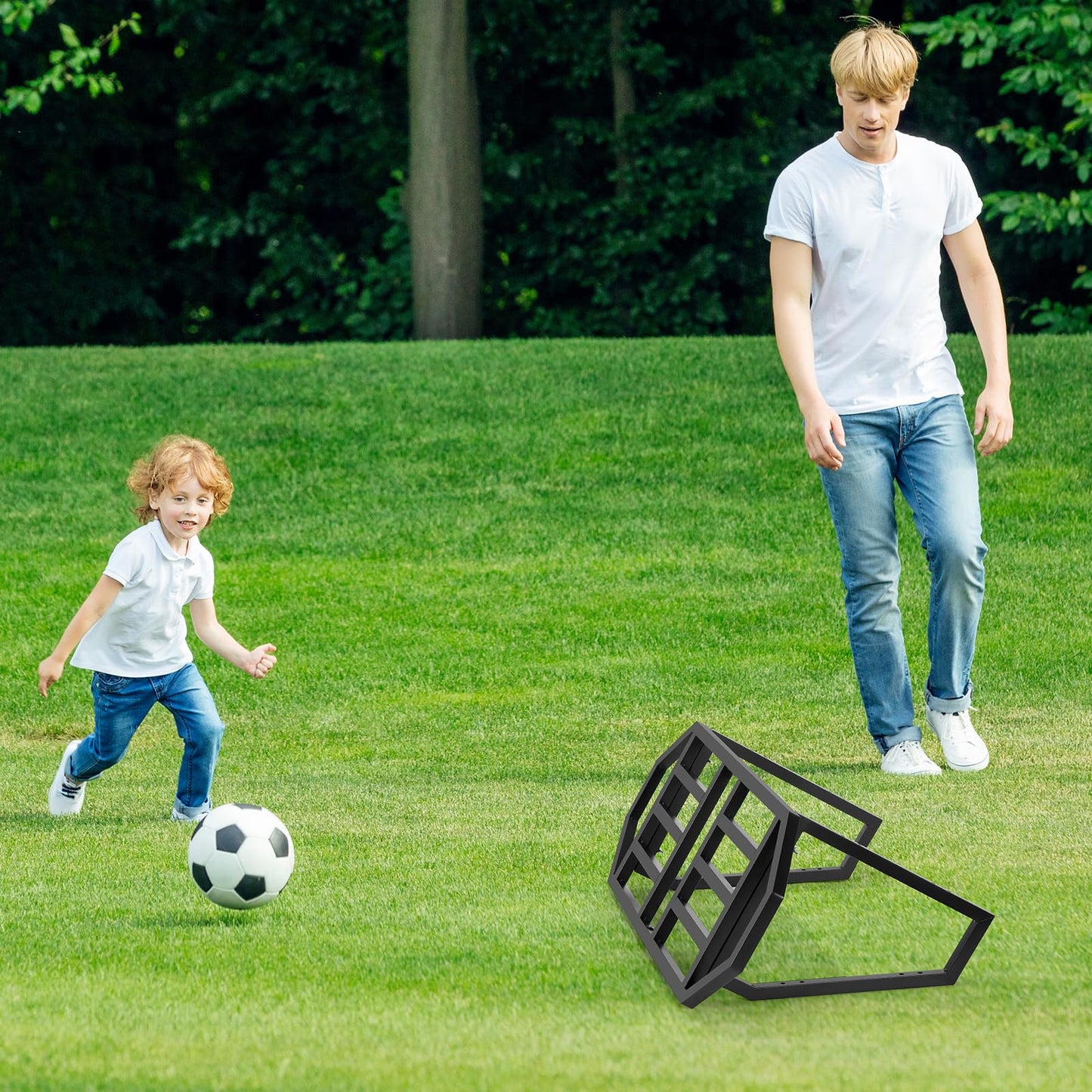 Soccer Rebounder Board, Soccer Wall Rebounder with 2 Angles, Portable Soccer Passing Board with Ground Nails, Soccer Training Equipment for Passing & Shooting Practice