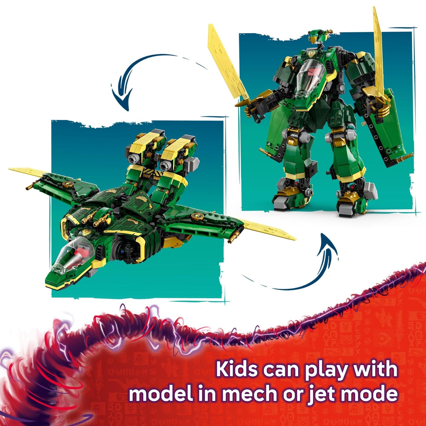LEGO NINJAGO Lloyd's Jet Mech Building Toy - Model Building Kit for Boys & Girls, Ages 9+ - Transforming Playset for Kids W/ 5 Ninja Toy Minifigures - Dragons Rising Gift Idea for Birthdays - 71845