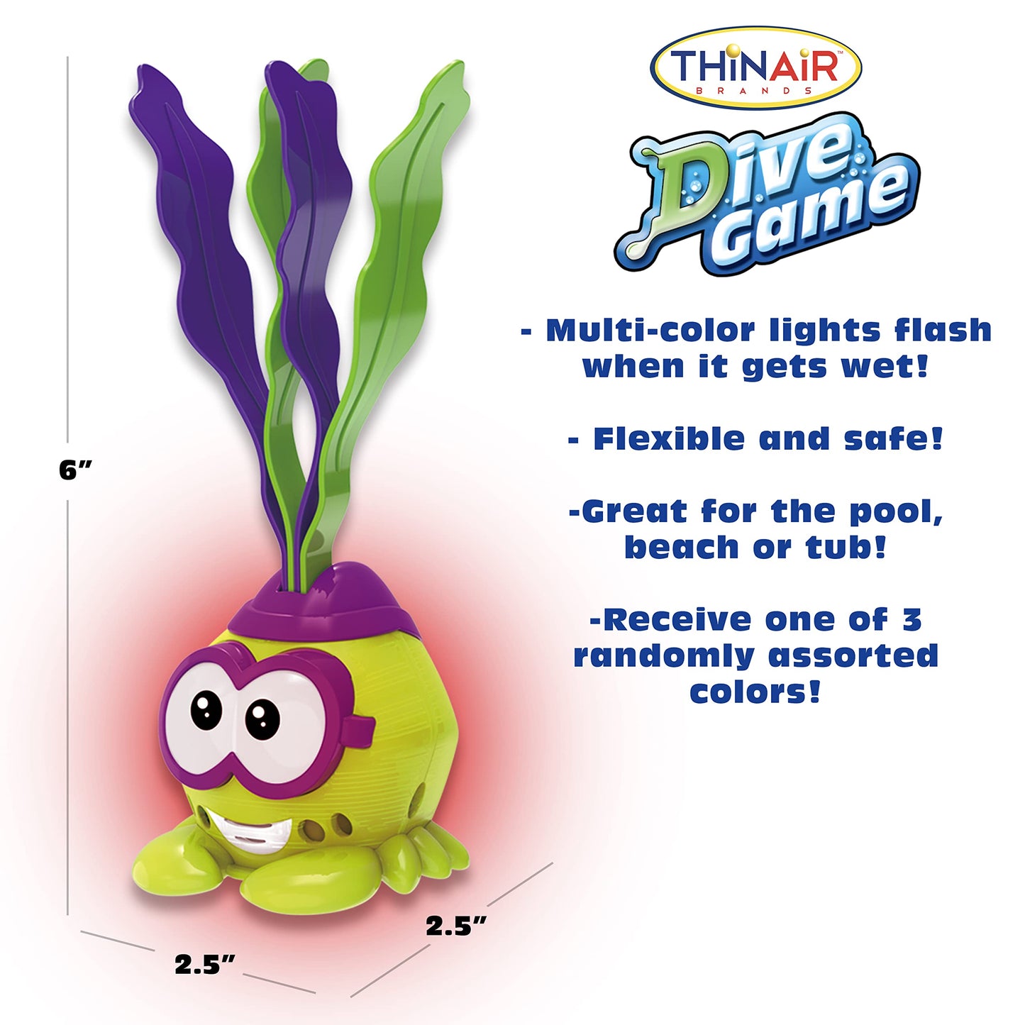 Nature Bound Light-Up Crab Pool Toy | Adorable Diving Toys for Kids Ages 3 to 10 | Colorful Swimming Pool Toys Light Up When They Hit The Water | Durable ABS Plastic | Batteries Included